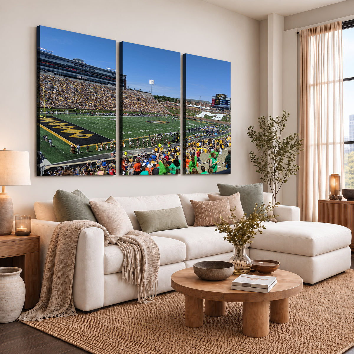 38399-MGV-CV-36X24 - University of Missouri Tigers Football Team Print, Columbia Faurot Field Memorial Stadium Wall Art
