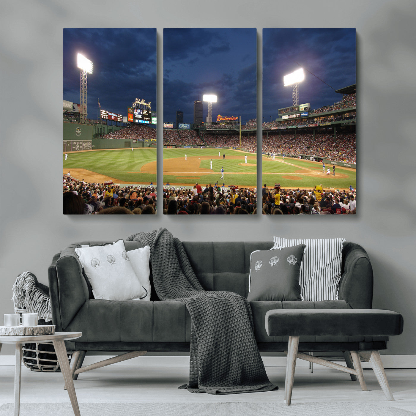 MGV-CV-48X32-3P - Boston Red Sox Baseball Team Print Canvas - Massachusetts Fenway Park Stadium Wall Art Canvas Print