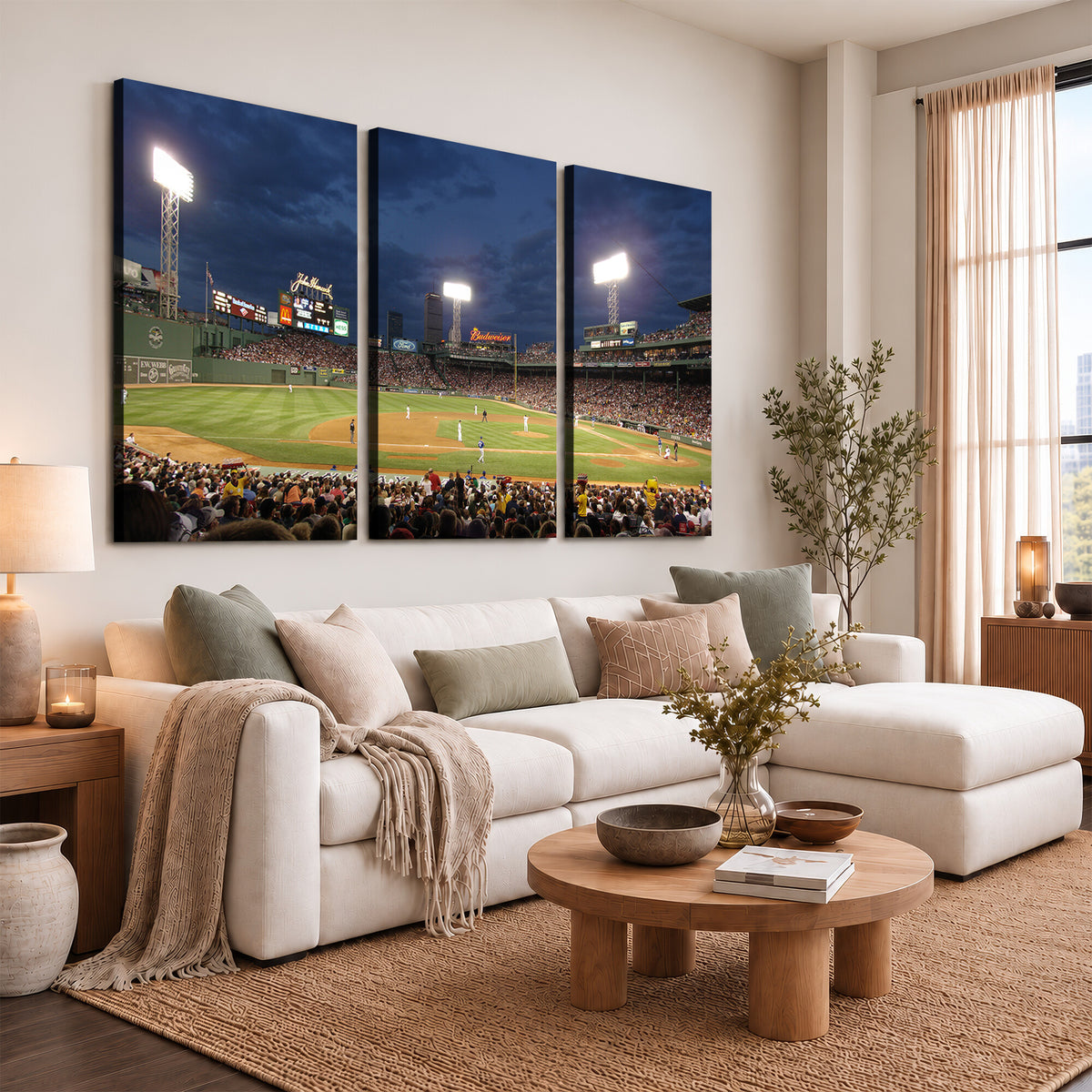 85099-MGV-CV-36X24 - Boston Red Sox Baseball Team Print Canvas, Massachusetts Fenway Park Stadium Wall Art