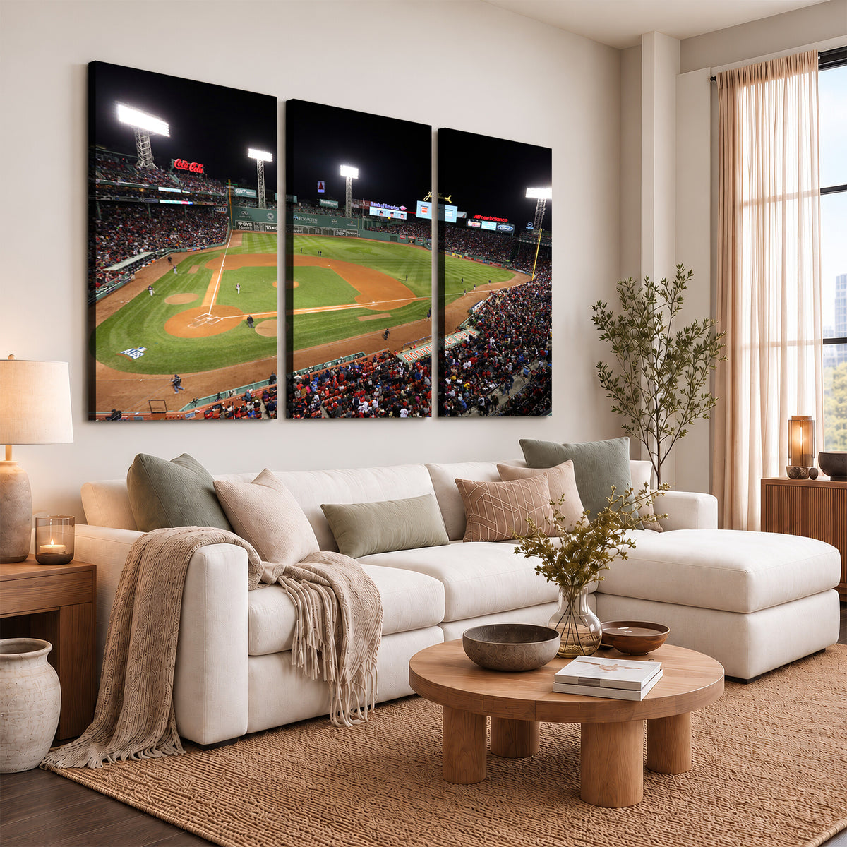 41158-MGV-CV-36X24 - Boston Red Sox Baseball Team Print, Massachusetts Fenway Park Stadium Wall Art