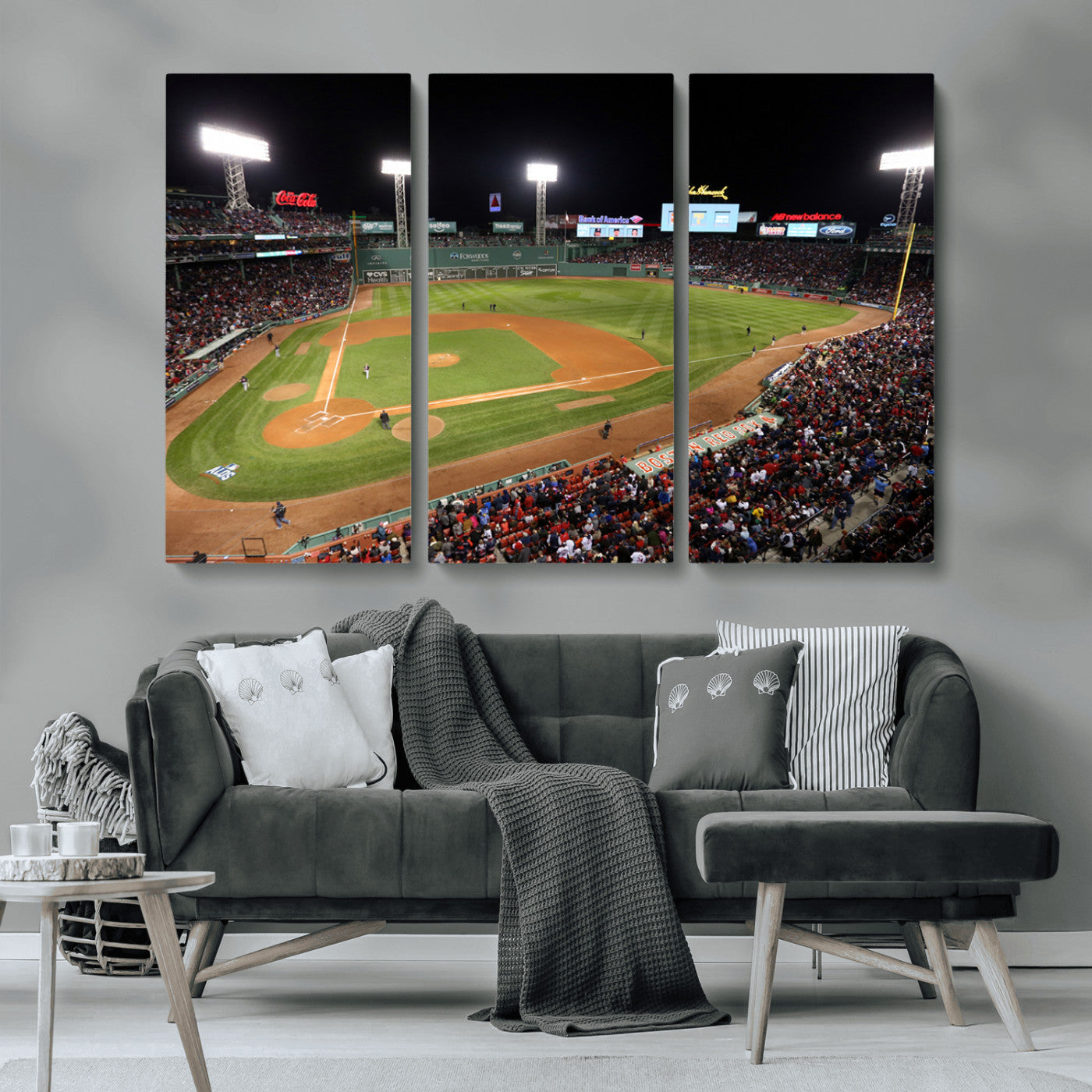 MGV-CV-48X32-3P - Boston Red Sox Baseball Team Print - Massachusetts Fenway Park Stadium Wall Art Canvas Print