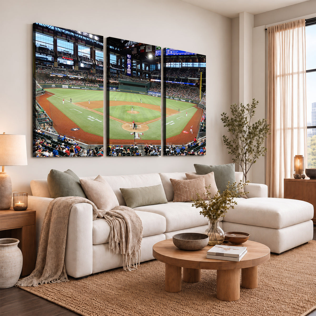78468-MGV-CV-36X24 - Texas Rangers Baseball Team Print, Arlington Globe Life Field Stadium Wall Art