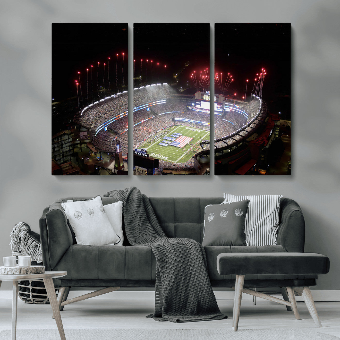 MGV-CV-48X32-3P - New England Patriots Team Print Wall Art- Foxborough Gillette Stadium Wall Art Canvas Print
