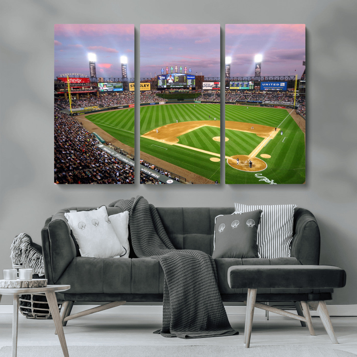 MGV-CV-48X32-3P - Chicago White Sox Baseball Team Print Canvas- Guaranteed Rate Field Stadium Wall Art Canvas Print