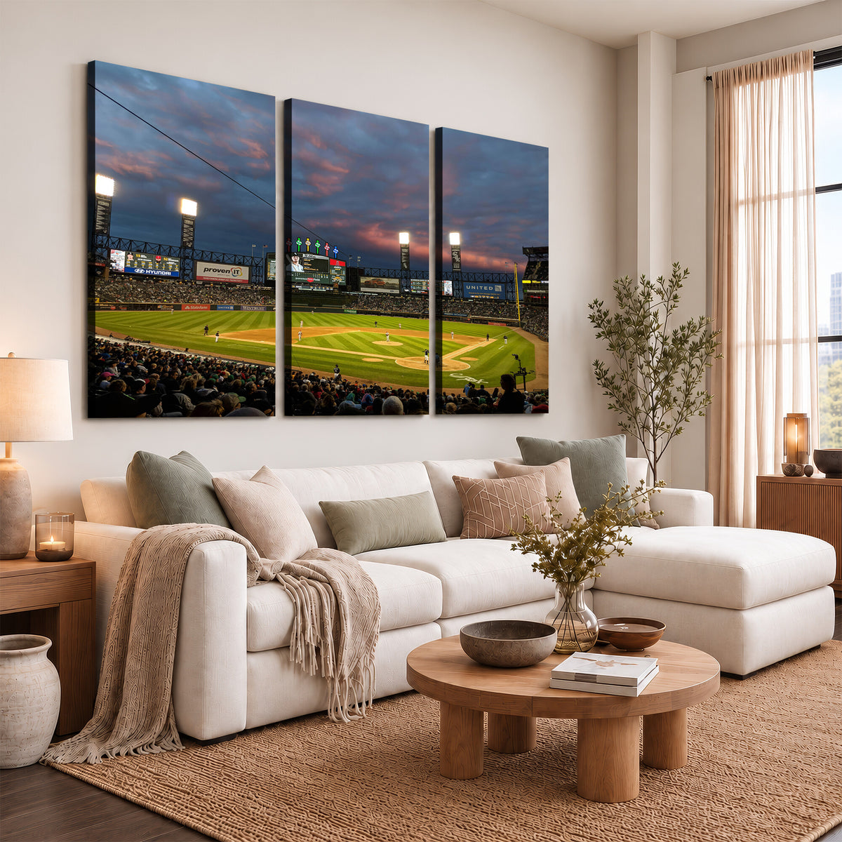96063-MGV-CV-36X24 - Chicago White Sox Baseball Team Print Canvas, Guaranteed Rate Field, Framed and Ready to Hang
