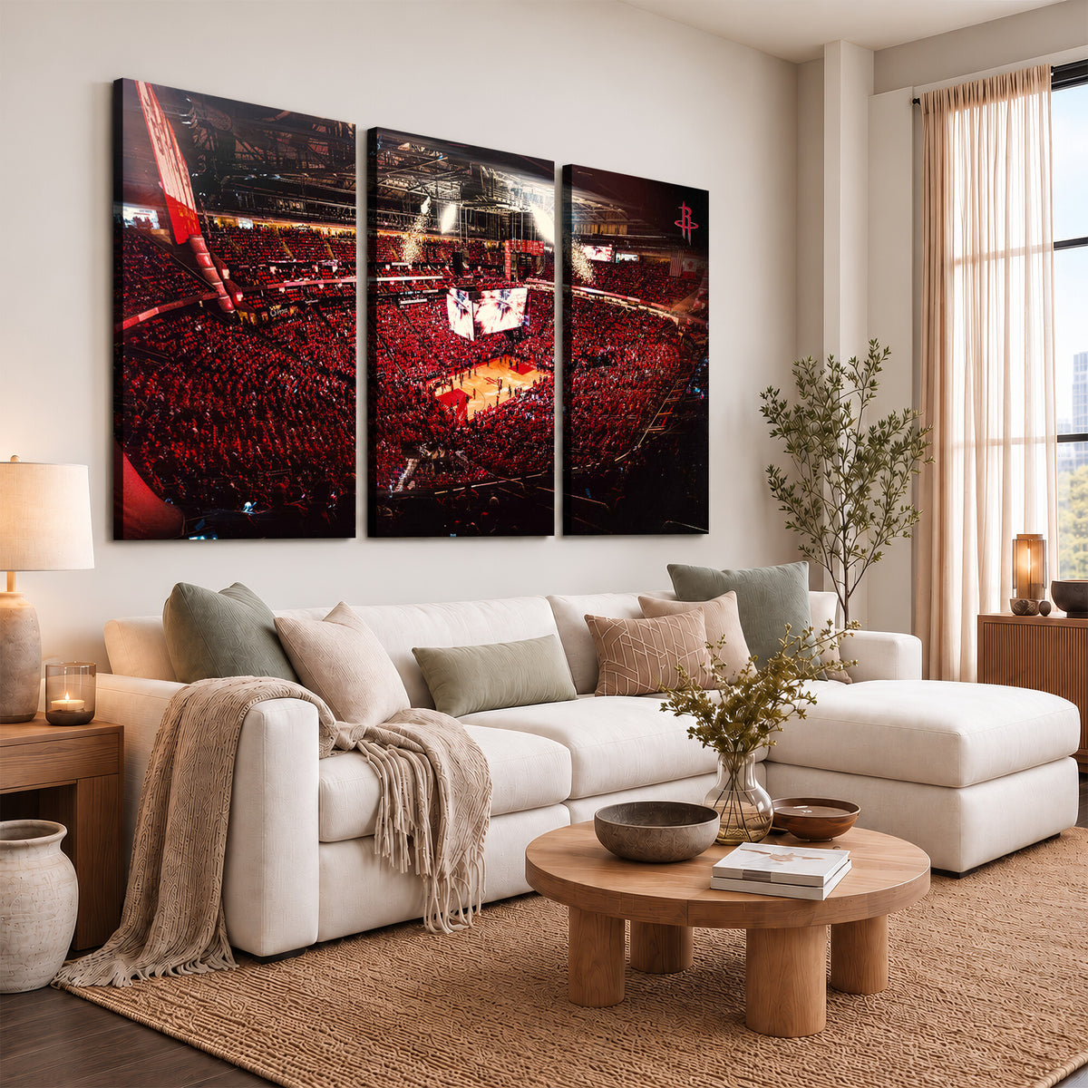 91527-MGV-CV-36X24 - Houston Rockets Basketball Team Print Canvas, Houston Toyota Center Arena Wall Art