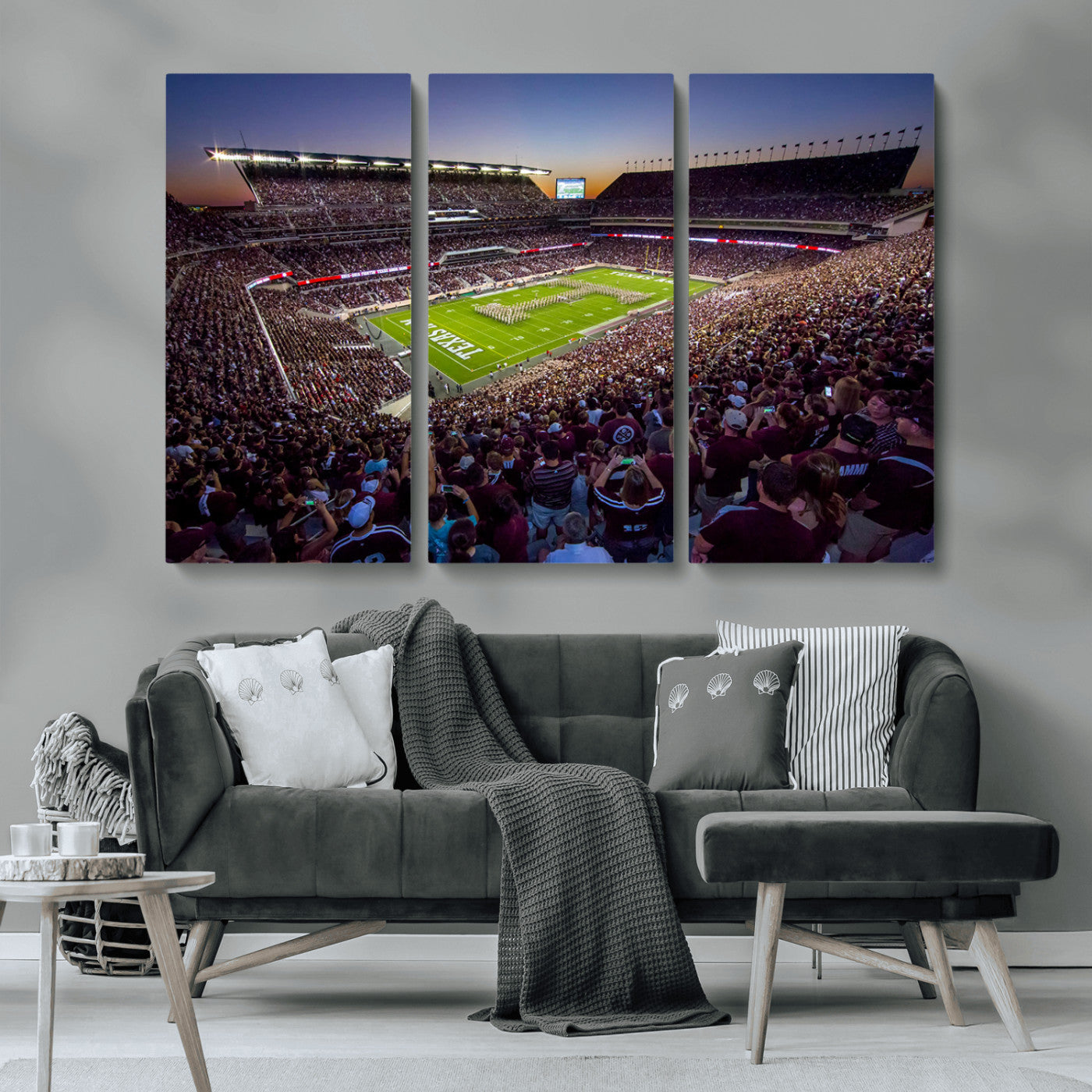 MGV-CV-48X32-3P - Texas A&M University Aggies Football Team Print - College Station Kyle Field Stadium Wall Art Canvas