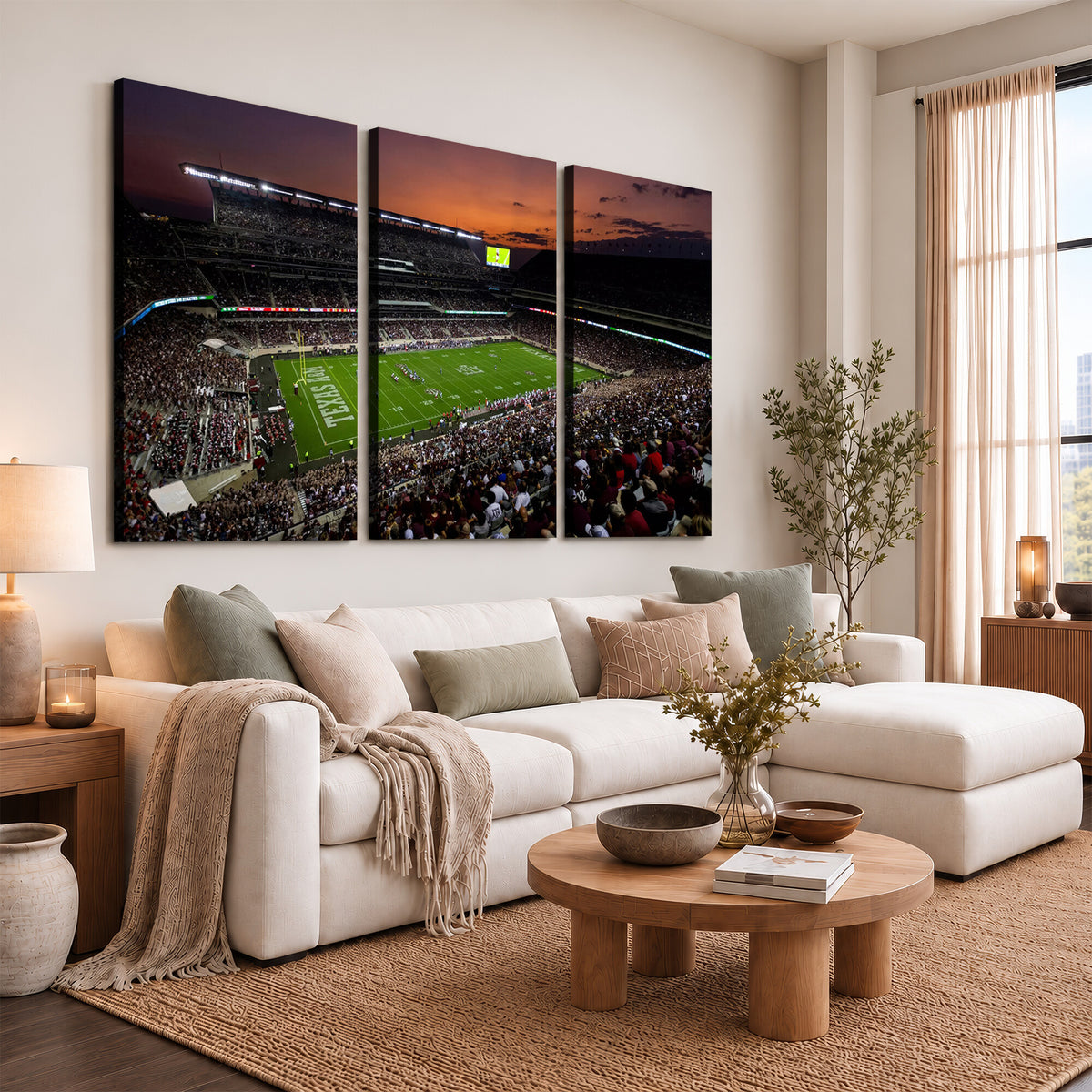 45603-MGV-CV-36X24 - Texas A&M Aggies Football Team Print, College Station Kyle Field Stadium Canvas Wall Art