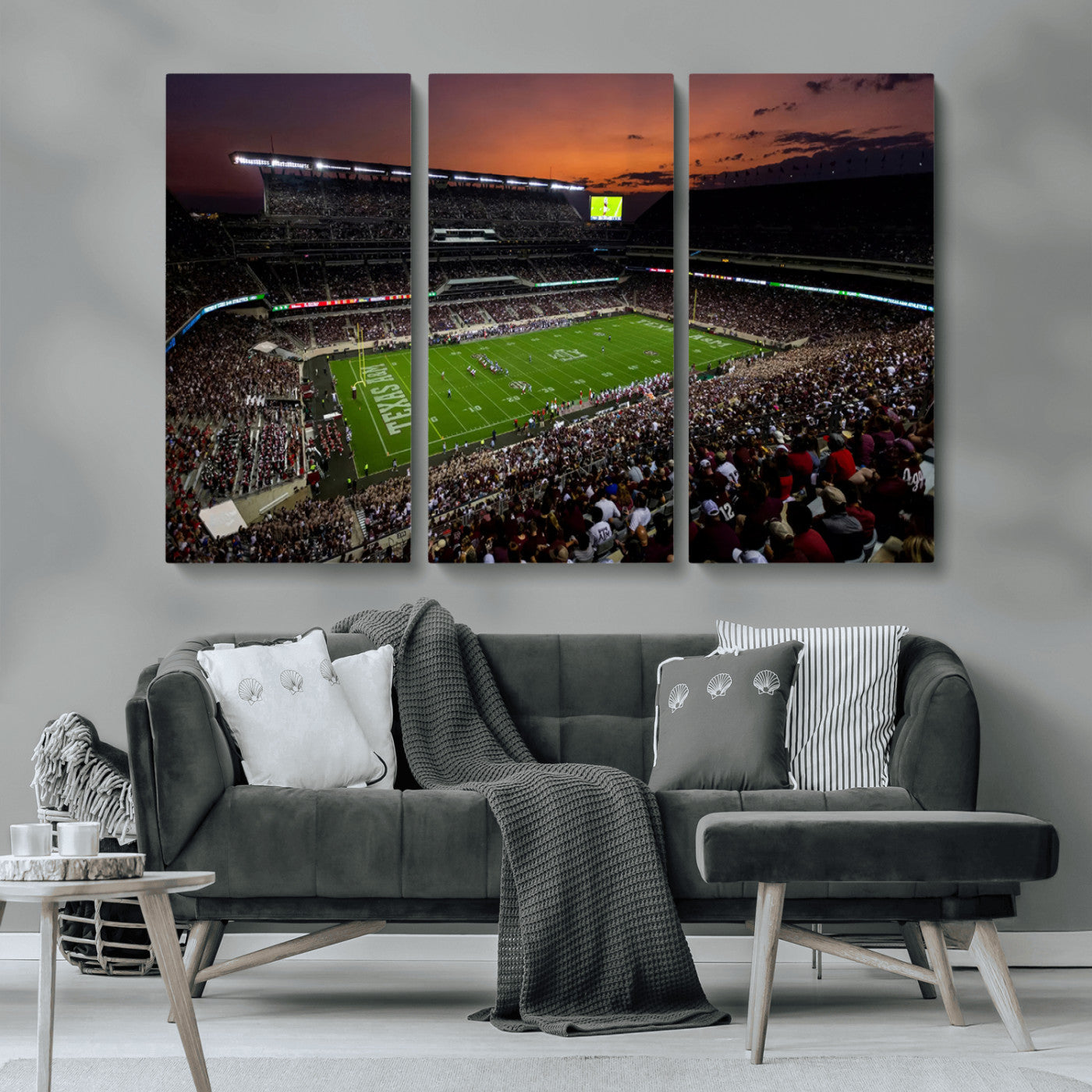MGV-CV-48X32-3P - Texas A&M Aggies Football Team Print - College Station Kyle Field Stadium Wall Art Canvas Print