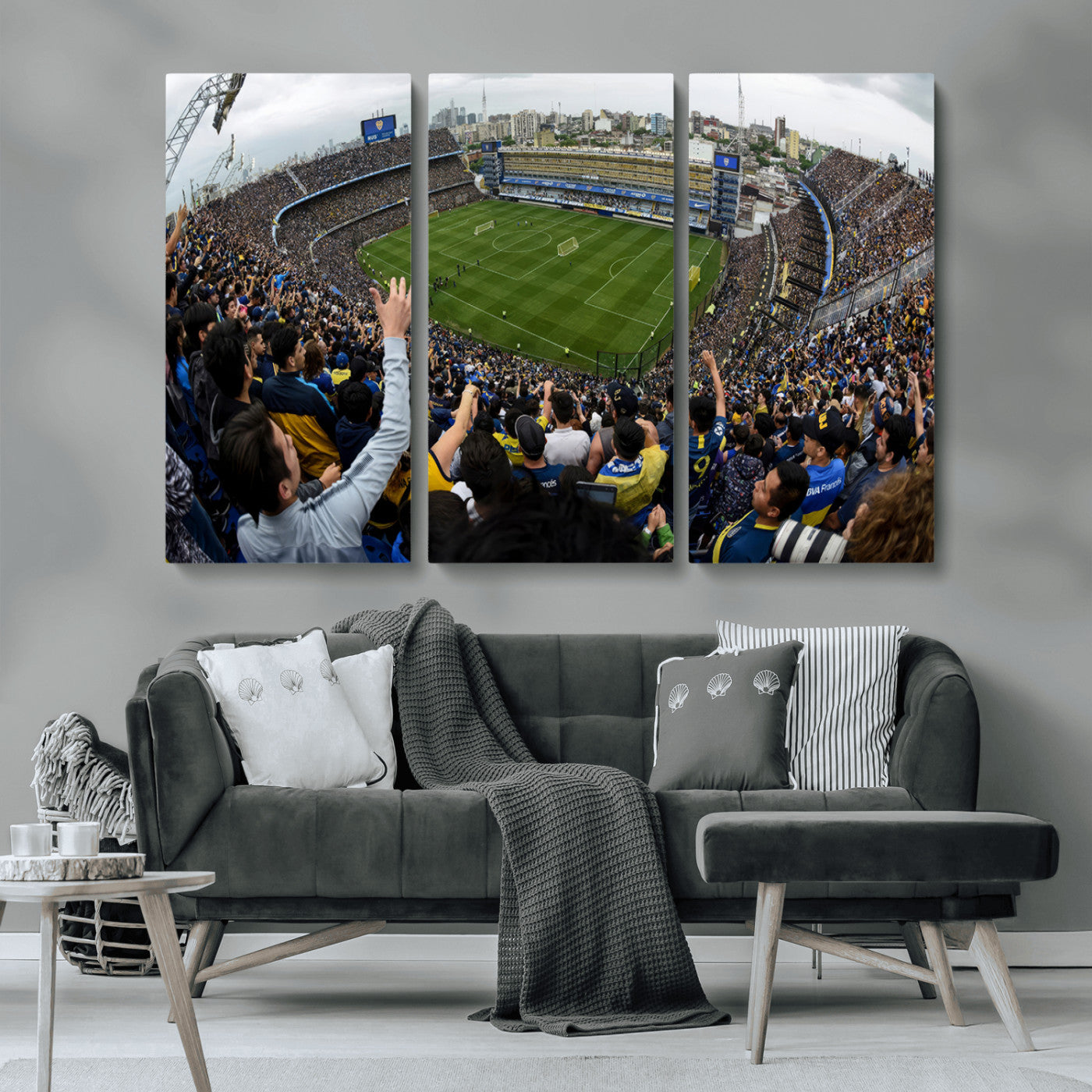 MGV-CV-48X32-3P - Boca Juniors Soccer Team Print - Buenos Aires Bombonera Stadium Wall Art Canvas Print