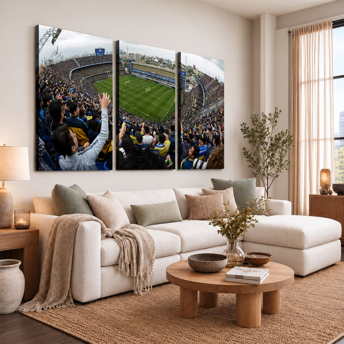 23173-MGV-CV-36X24 - Boca Juniors Soccer Team Print, Buenos Aires Bombonera, Framed and Ready to Hang