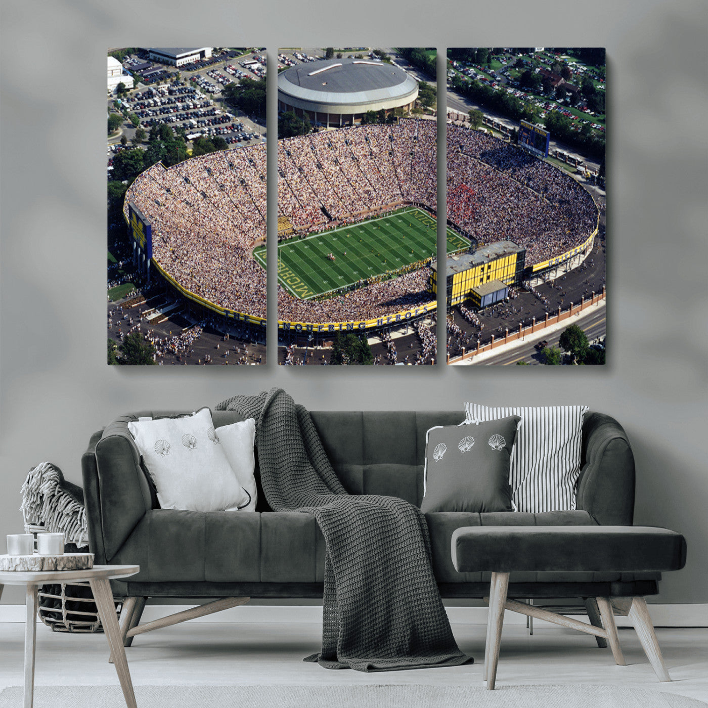 MGV-CV-48X32-3P - Michigan Wolverines Football Team Print - Ann Arbor Michigan Stadium Print, Michigan Wolverines