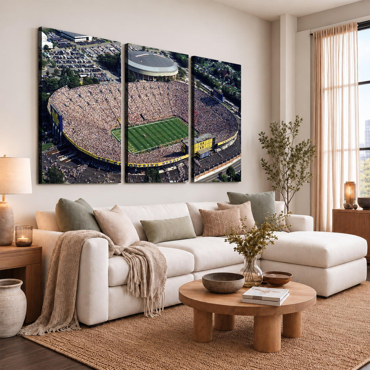 27314-MGV-CV-36X24 - Michigan Wolverines Football Team Print, Ann Arbor Michigan Stadium Wall Art
