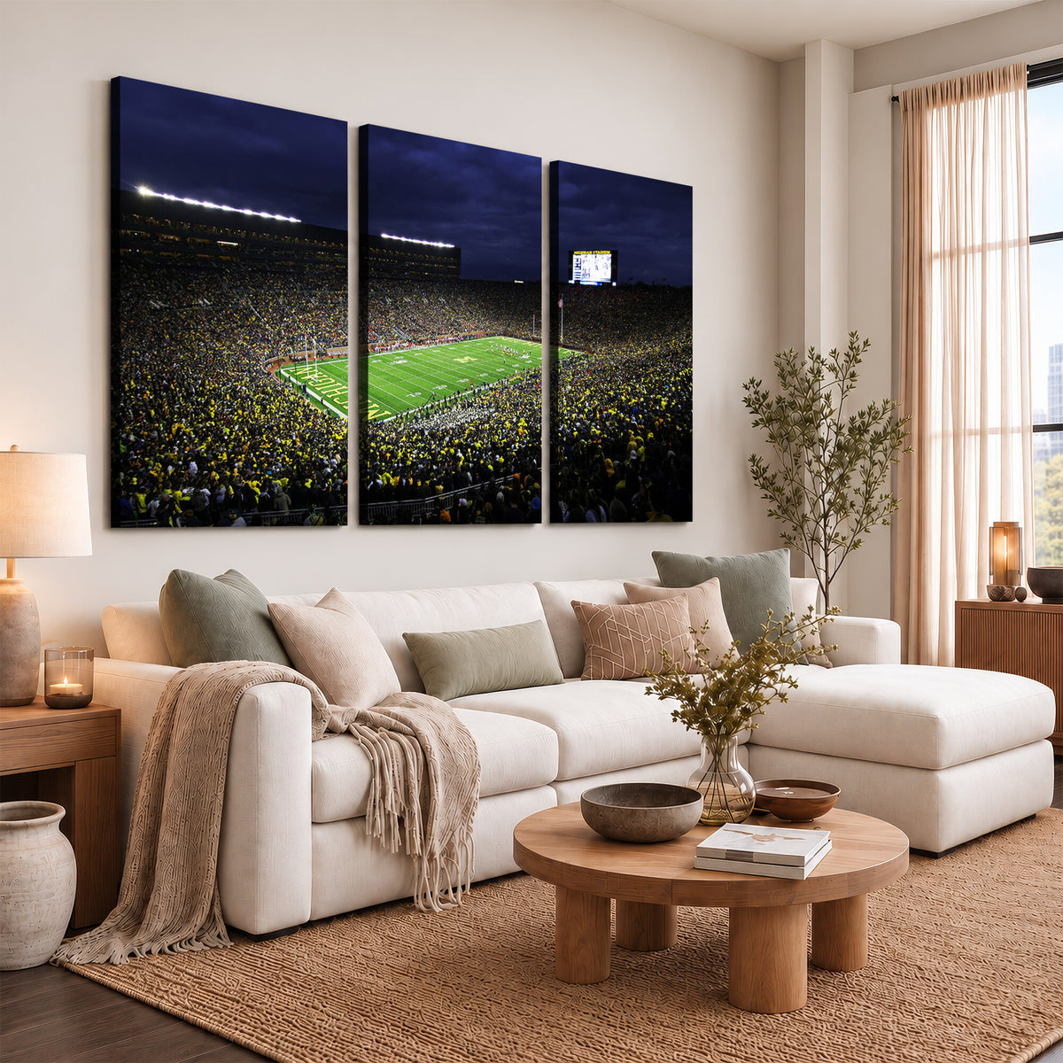 15448-MGV-CV-36X24 - Michigan Wolverines Football Canvas Wall Decor, Football Team Print, Ann Arbor Michigan Stadium