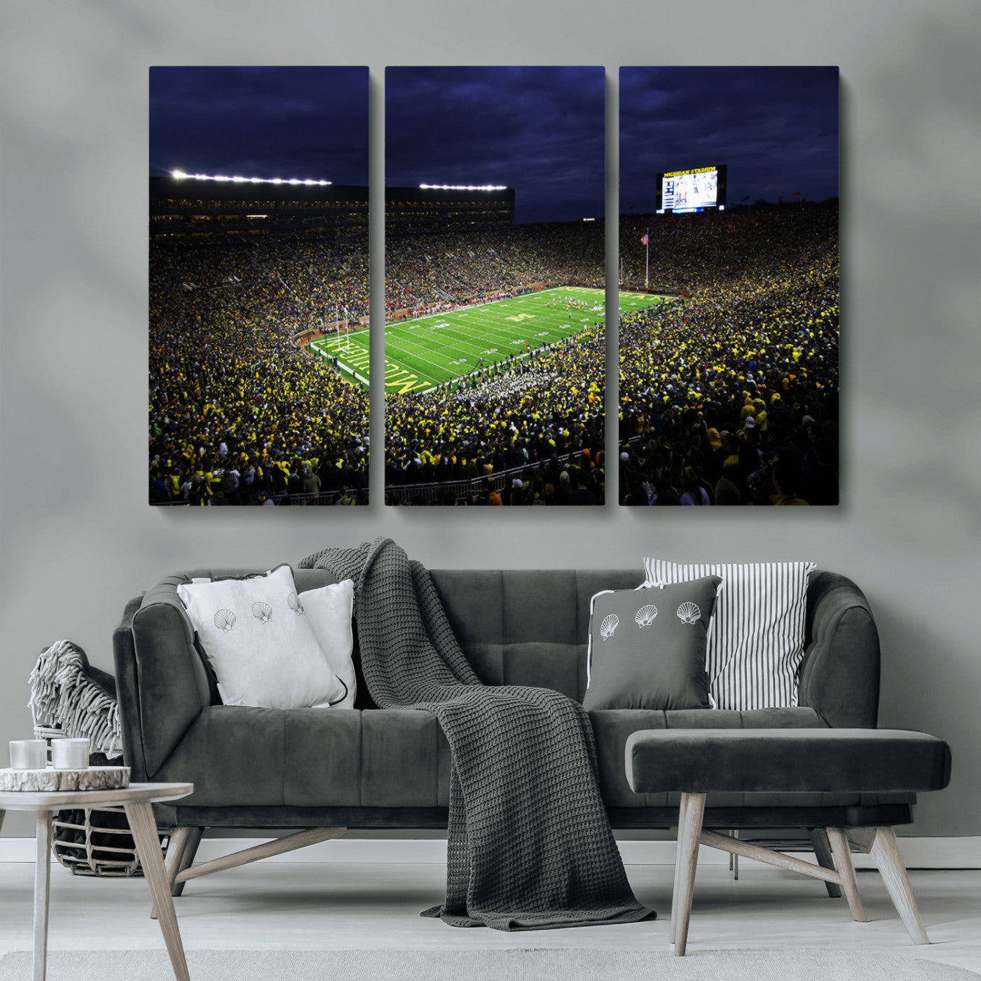 MGV-CV-48X32-3P - Michigan Wolverines Football Canvas Wall Decor, Football Team Print - Ann Arbor Michigan Stadium