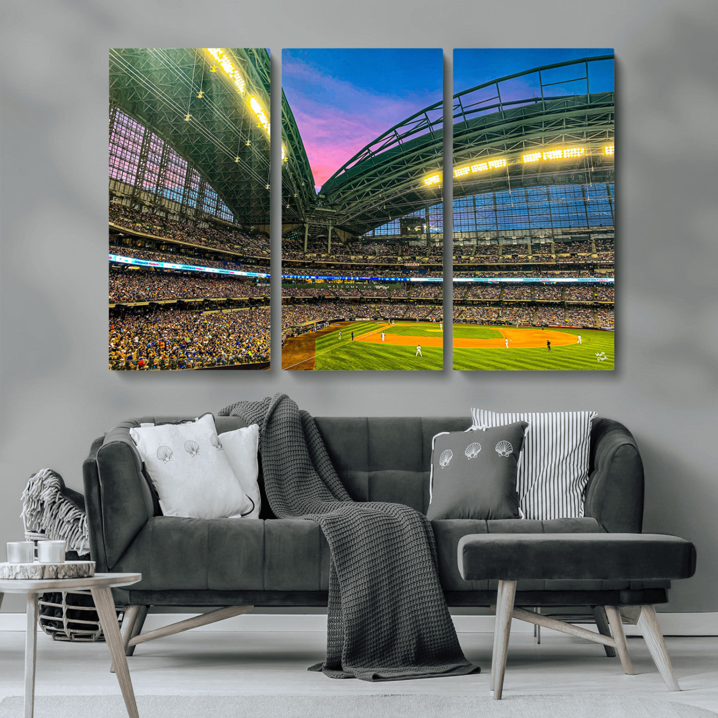 MGV-CV-48X32-3P - Milwaukee Brewers Baseball Team Print Canvas- American Family Field Stadium Wall Art Canvas Print