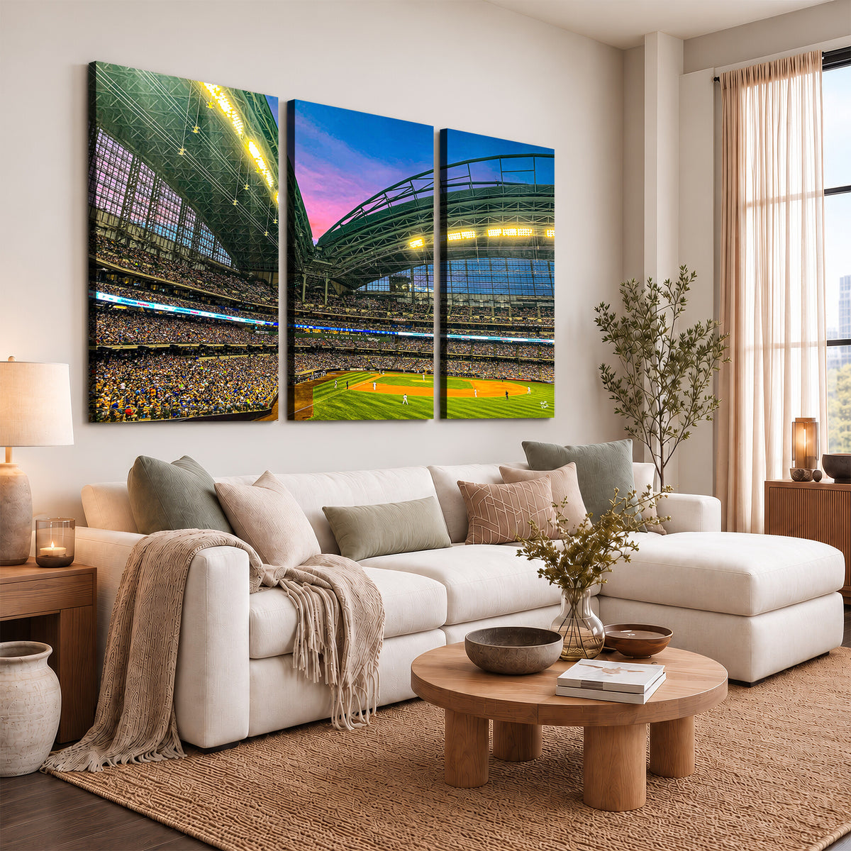 17006-MGV-CV-36X24 - Milwaukee Brewers Baseball Team Print Canvas, American Family Field Stadium Wall Art