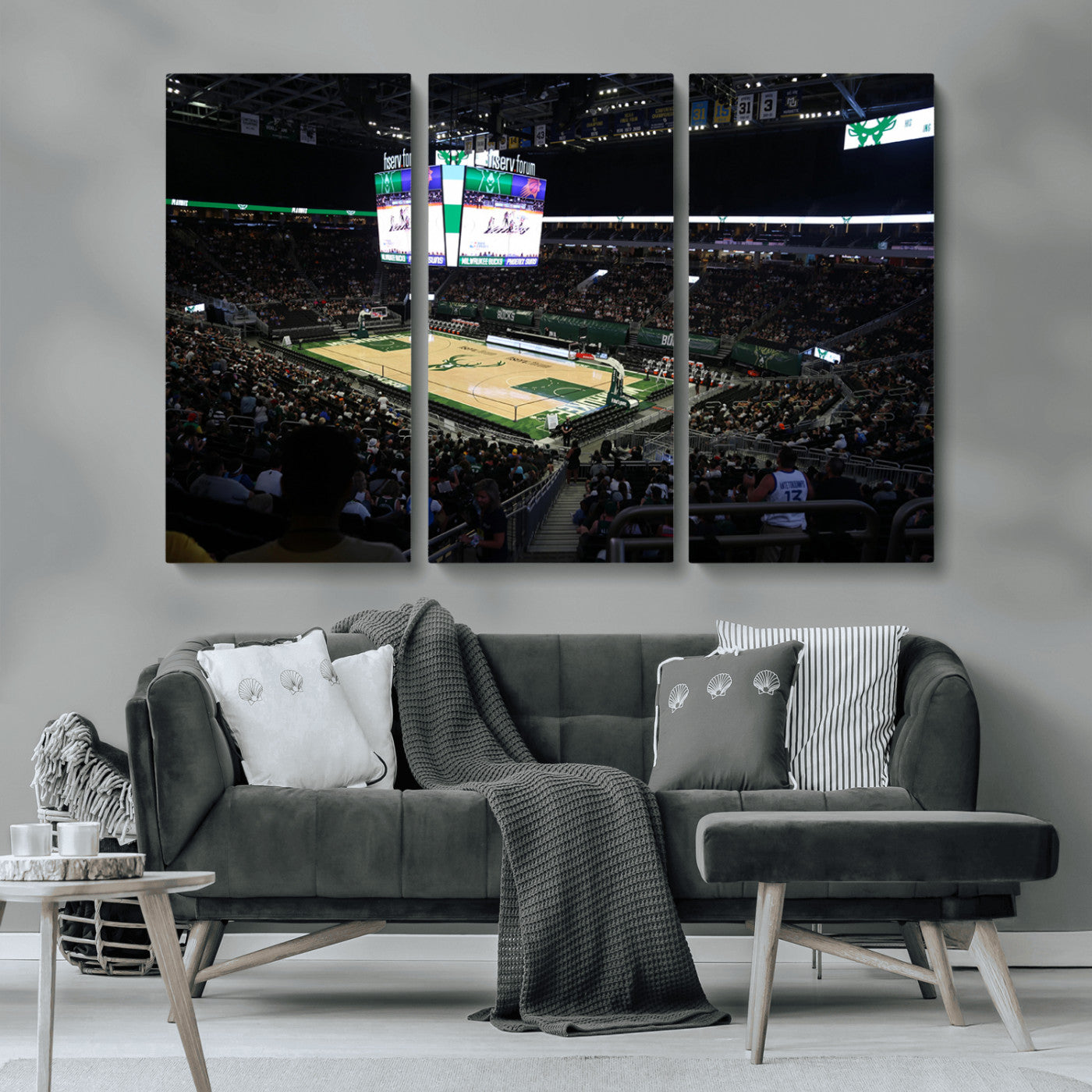 MGV-CV-48X32-3P - Milwaukee Bucks Basketball Print - Fiserv Forum Stadium Wall Art Canvas Print