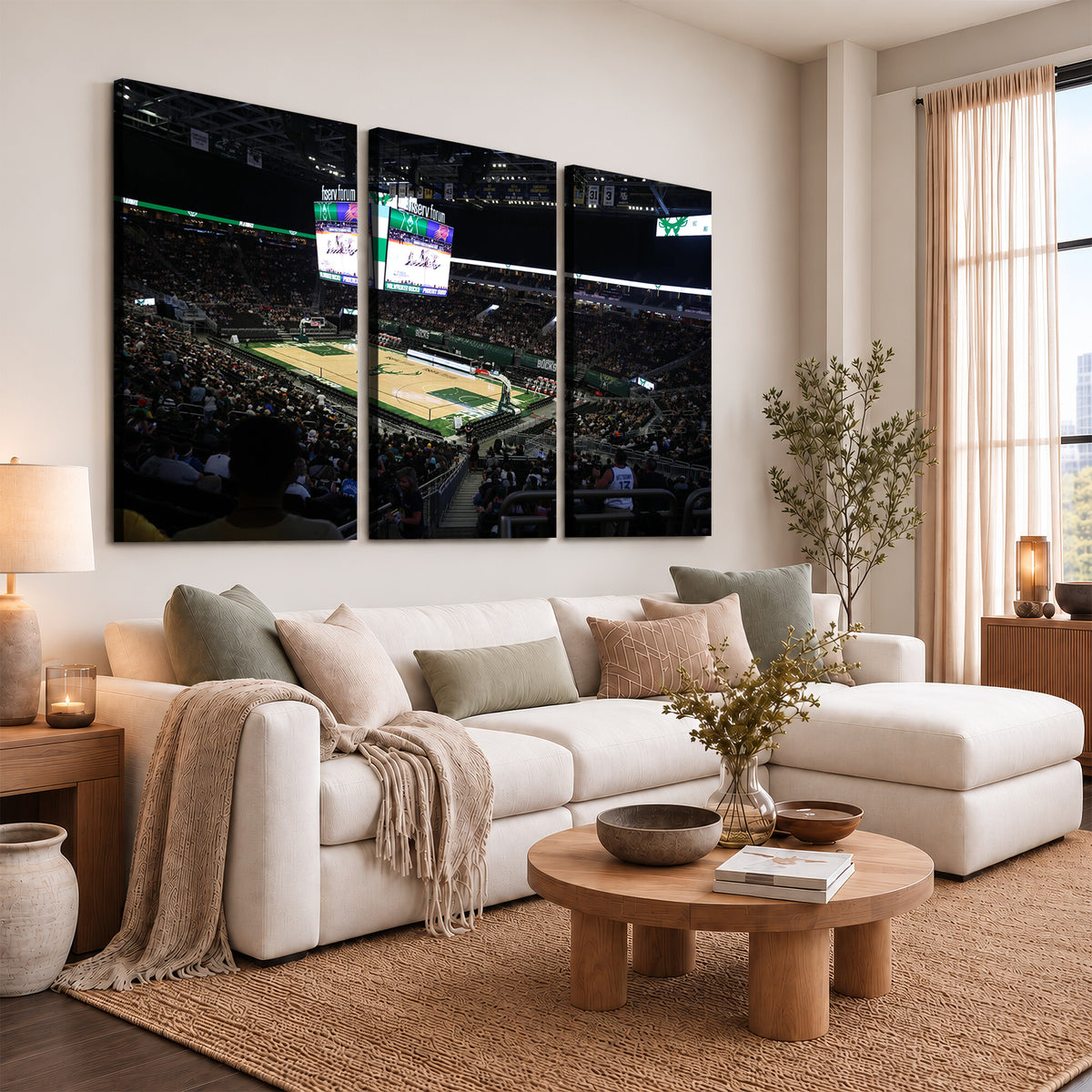 69882-MGV-CV-36X24 - Milwaukee Bucks Basketball Print, Fiserv Forum Stadium Wall Art