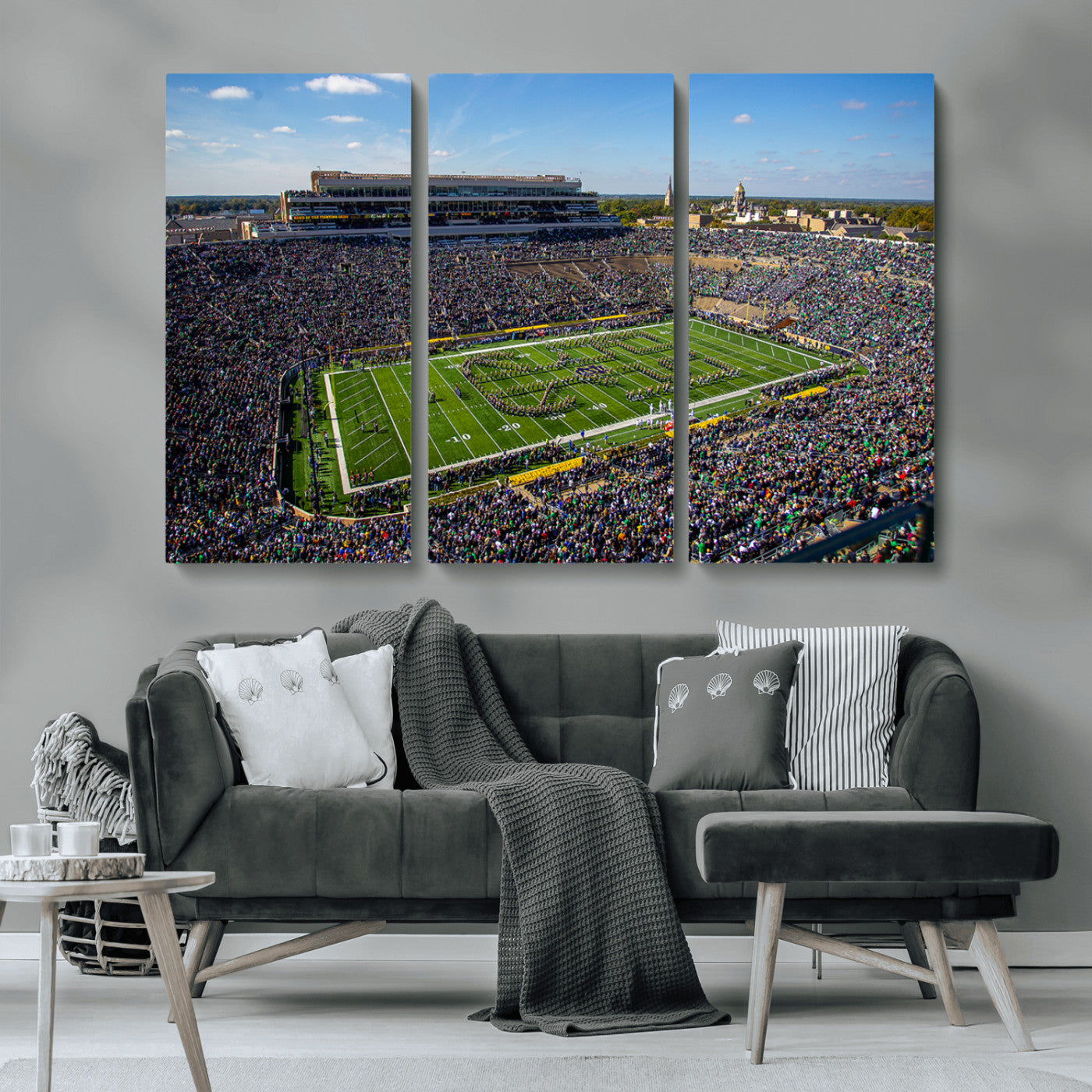 MGV-CV-48X32-3P - Notre Dame Fighting Irish Football Team Print - Notre Dame Stadium Wall Art Canvas Print