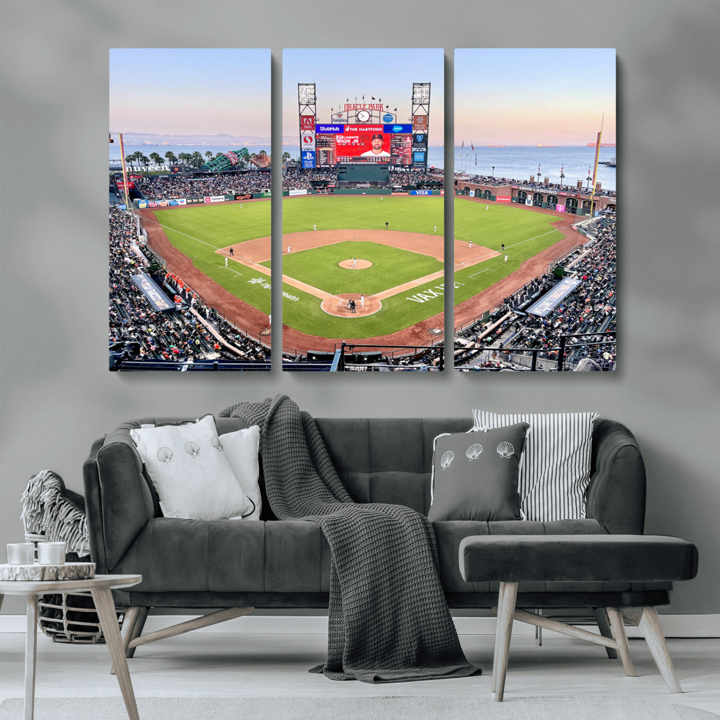 MGV-CV-48X32-3P - San Francisco Giants Baseball Team Print - Oracle Park Stadium Wall Art Canvas Print