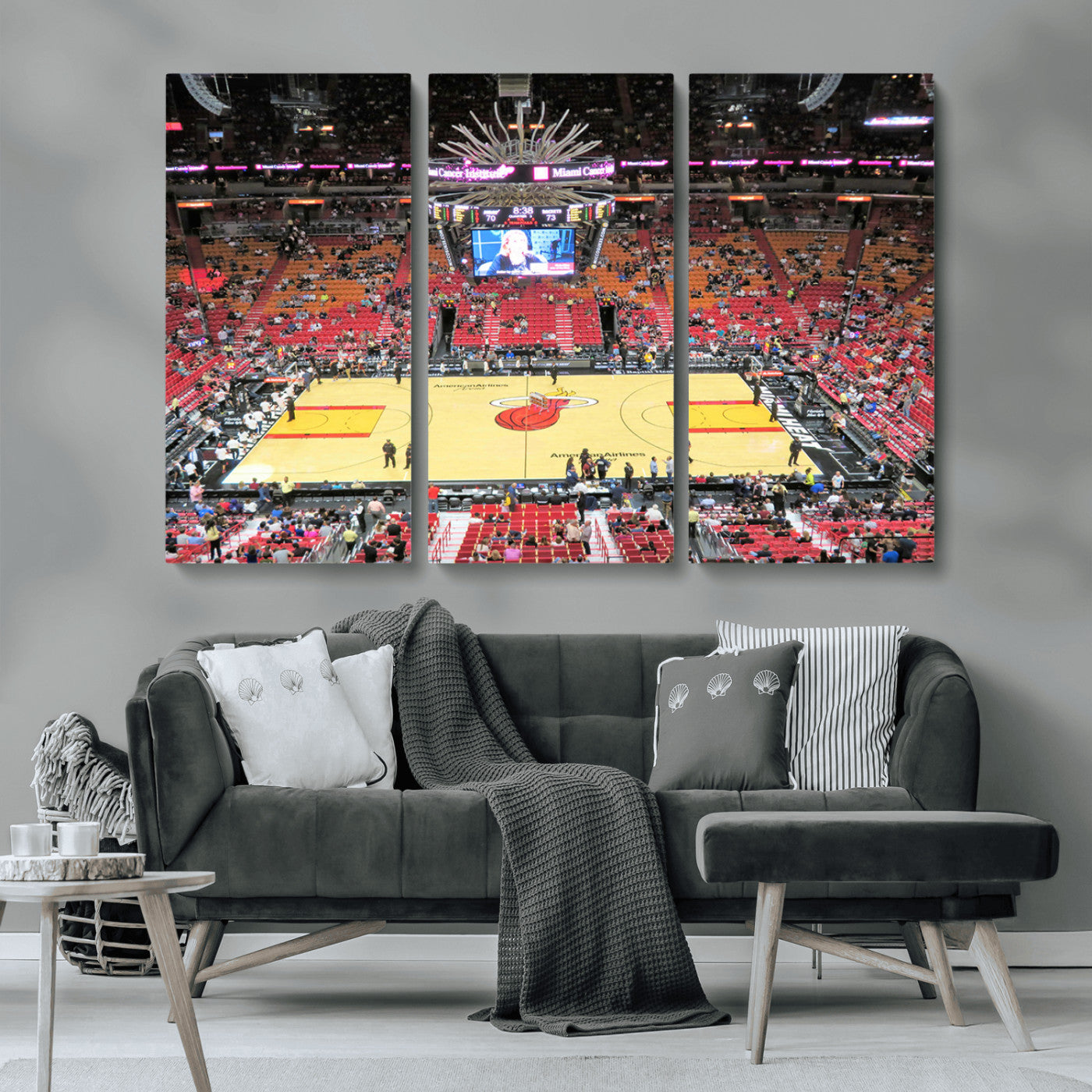 MGV-CV-48X32-3P - Miami Heat Basketball Team Print Wall Art- Kaseya Center Stadium Wall Art Canvas Print