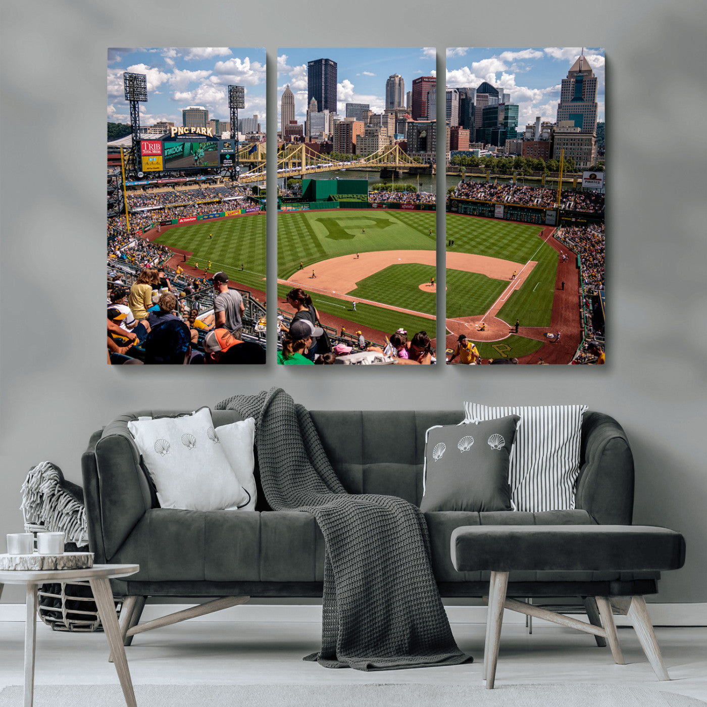 MGV-CV-48X32-3P - Pittsburgh Pirates Baseball Team Print - PNC Park Stadium Wall Art Canvas Print - Ready to Hang