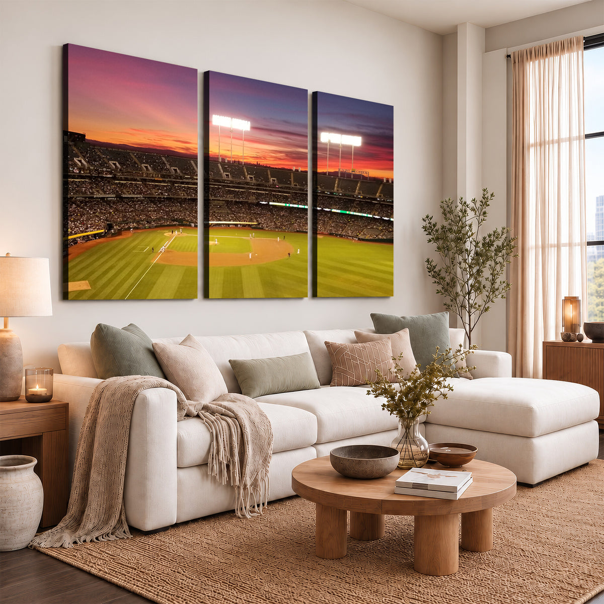 73718-MGV-CV-36X24 - Oakland Athletics Baseball Team Print, Oakland Coliseum