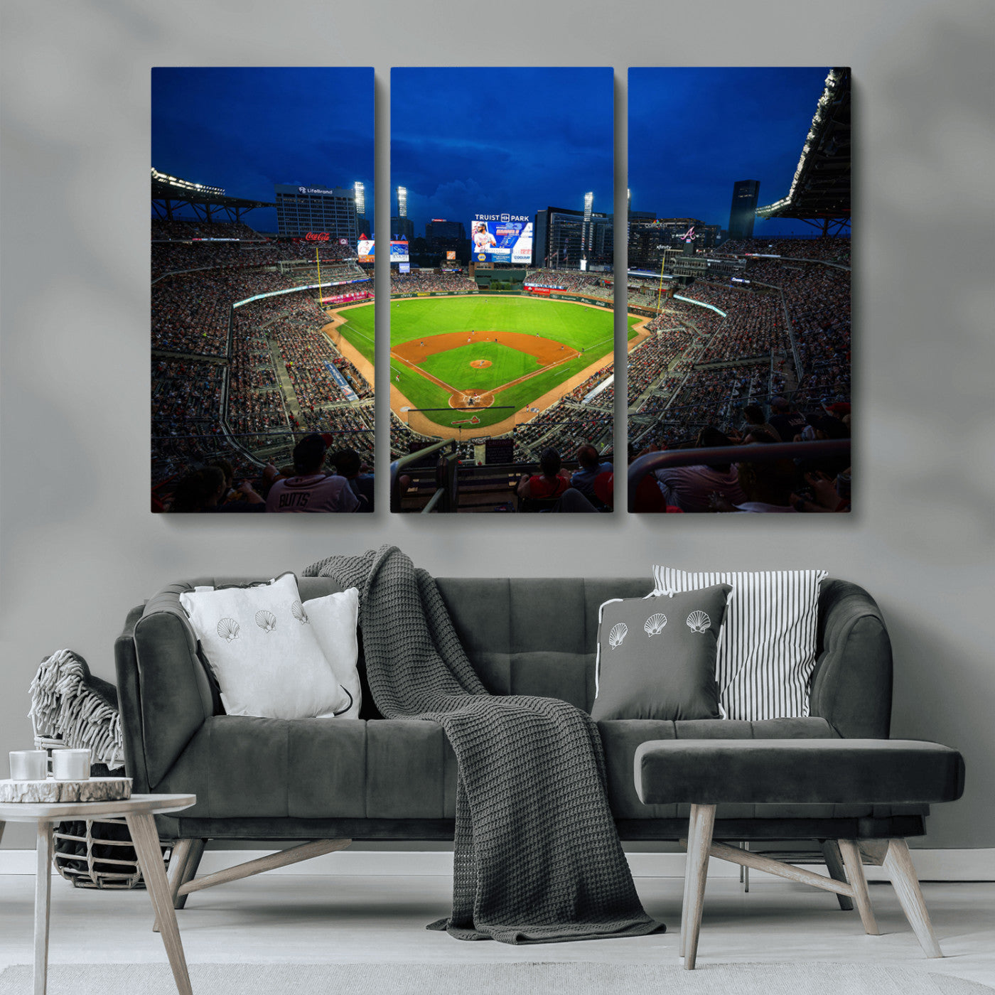 MGV-CV-48X32-3P - Truist Park Night Game Canvas Art - Atlanta Braves Stadium Wall Art Canvas
