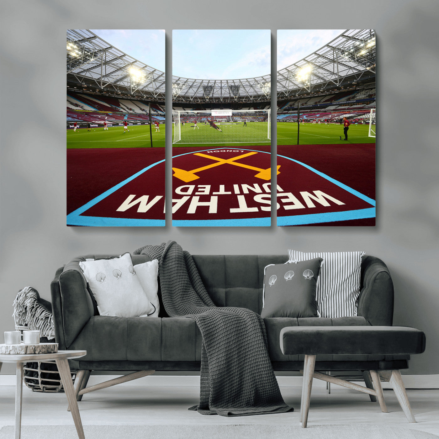MGV-CV-48X32-3P - West Ham United FC Stadium Canvas Wall Art – London Stadium Football Print – Premier League Team