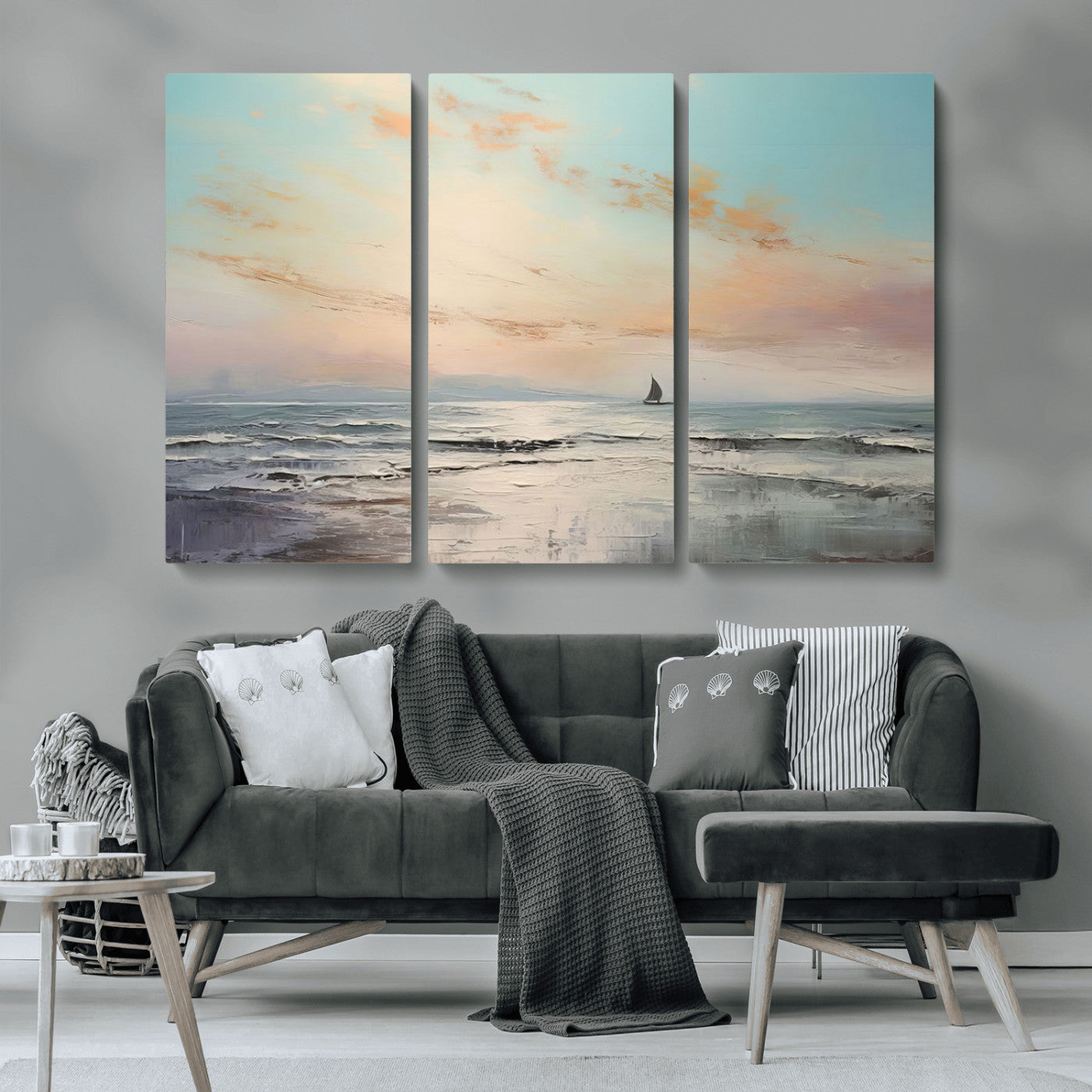 MGV-CV-48X32-3P - Abstract Ocean Wall Art -  Boat Wall Art Canvas Print