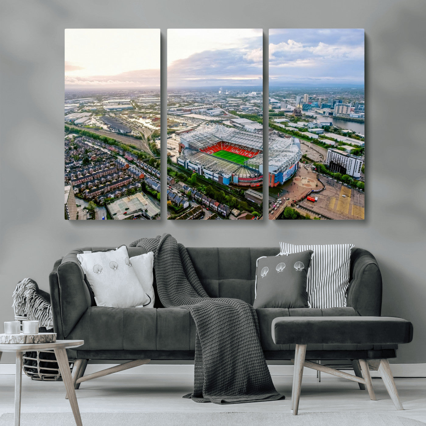 MGV-CV-48X32-3P - Old Trafford Manchester United Stadium Wall Art Canvas Print - Aerial View Stadium, Old Trafford
