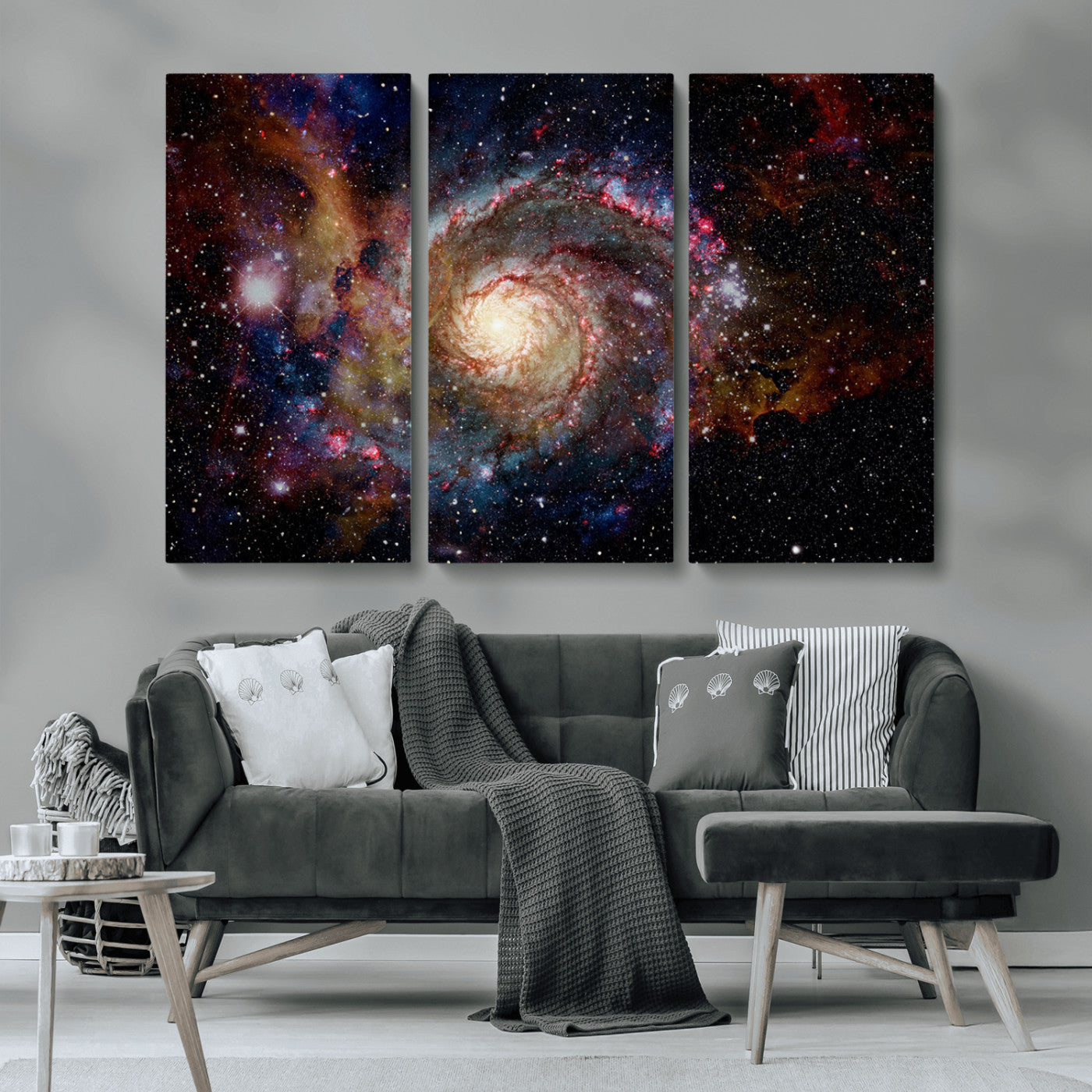 MGV-CV-48X32-3P - Nebula and Galaxies in Space Wall Art Canvas Print, Spiral Galaxy Wall Art Canvas Print