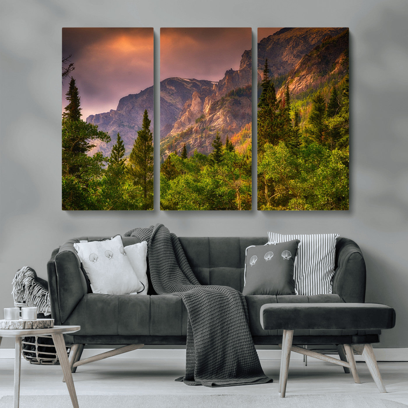 MGV-CV-48X32-3P - Colorado Rockies Mountains Wall Art Canvas Print | Ready to Hang  Framed Mountain Landscape