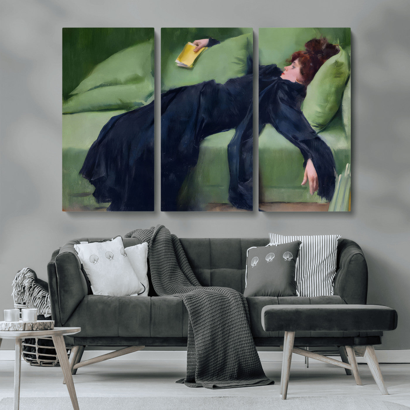 MGV-CV-48X32-3P - Decadent Girl by Ramon Casas Wall Art Canvas Print, Framed Decadent Girl Canvas Print