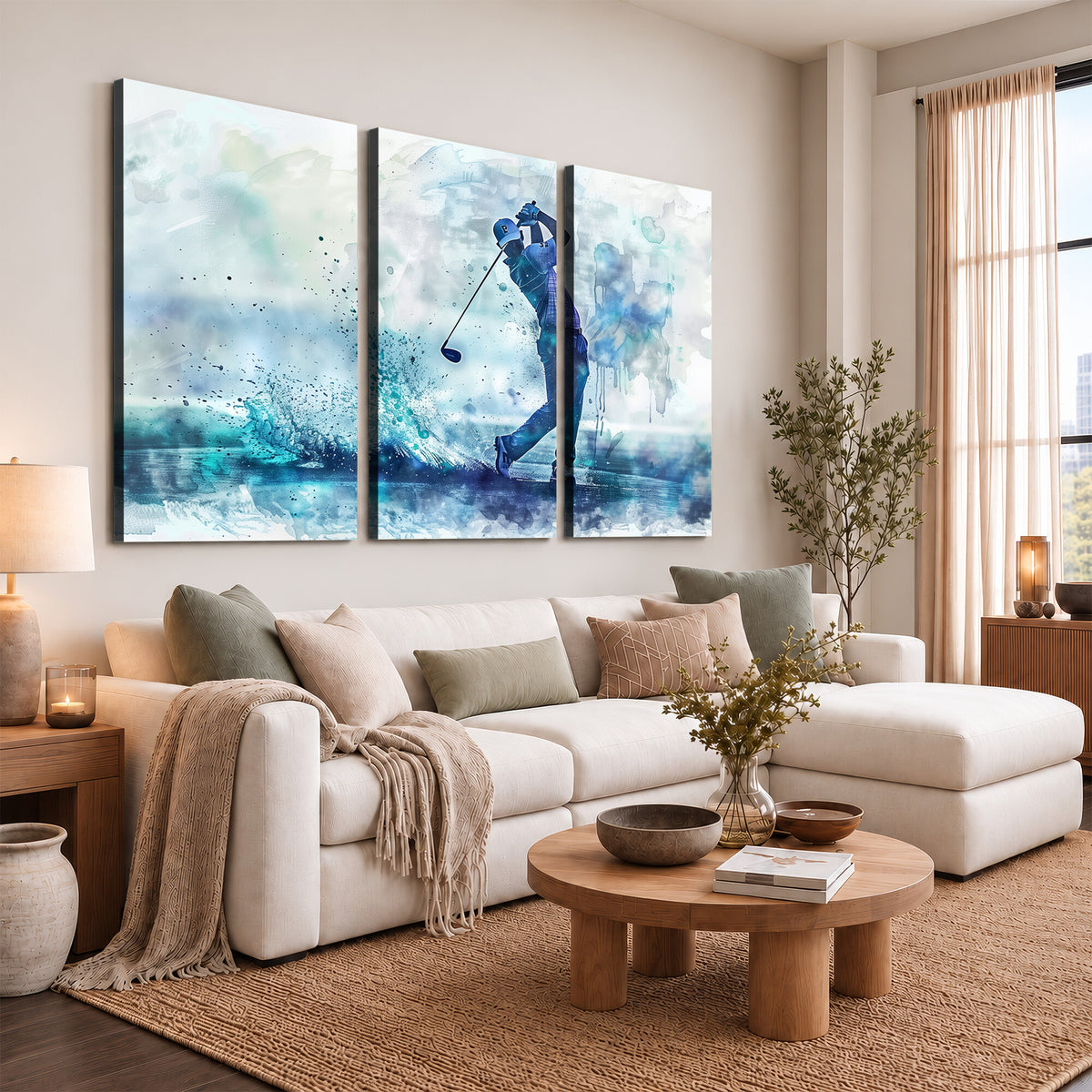 45328-MGV-CV-36X24 - Watercolor Abstract Golf Swing Wall Art Canvas Print