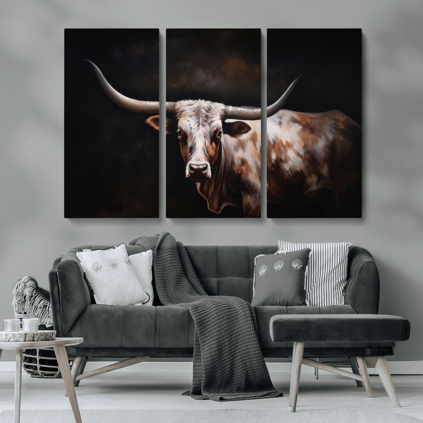 82543-MGV-CV-36X24-Texas Longhorn Wall Art Canvas Print | Western Ranch Decor | Bold Rustic Cattle Artwork | Ready to