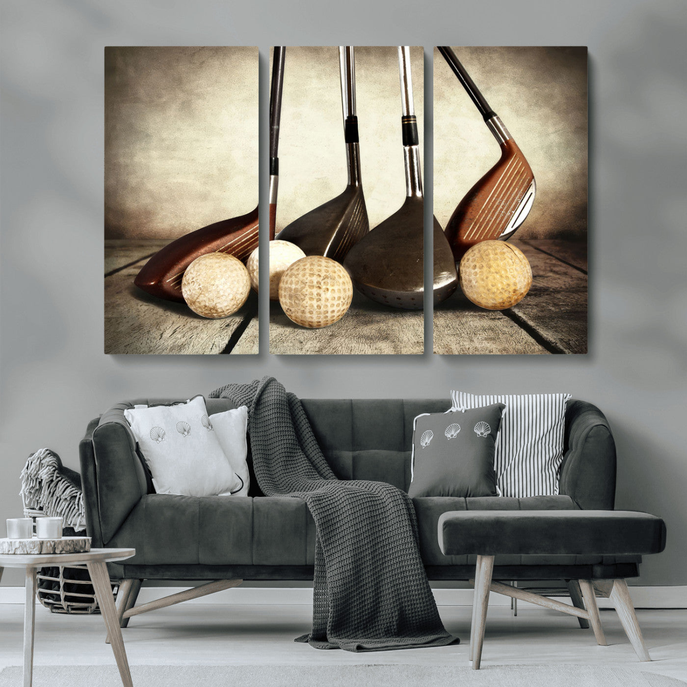 MGV-CV-48X32-3P - Vintage Golf Ball Art | Golf Decor for Man Cave or Office | Ready to Hang and Framed