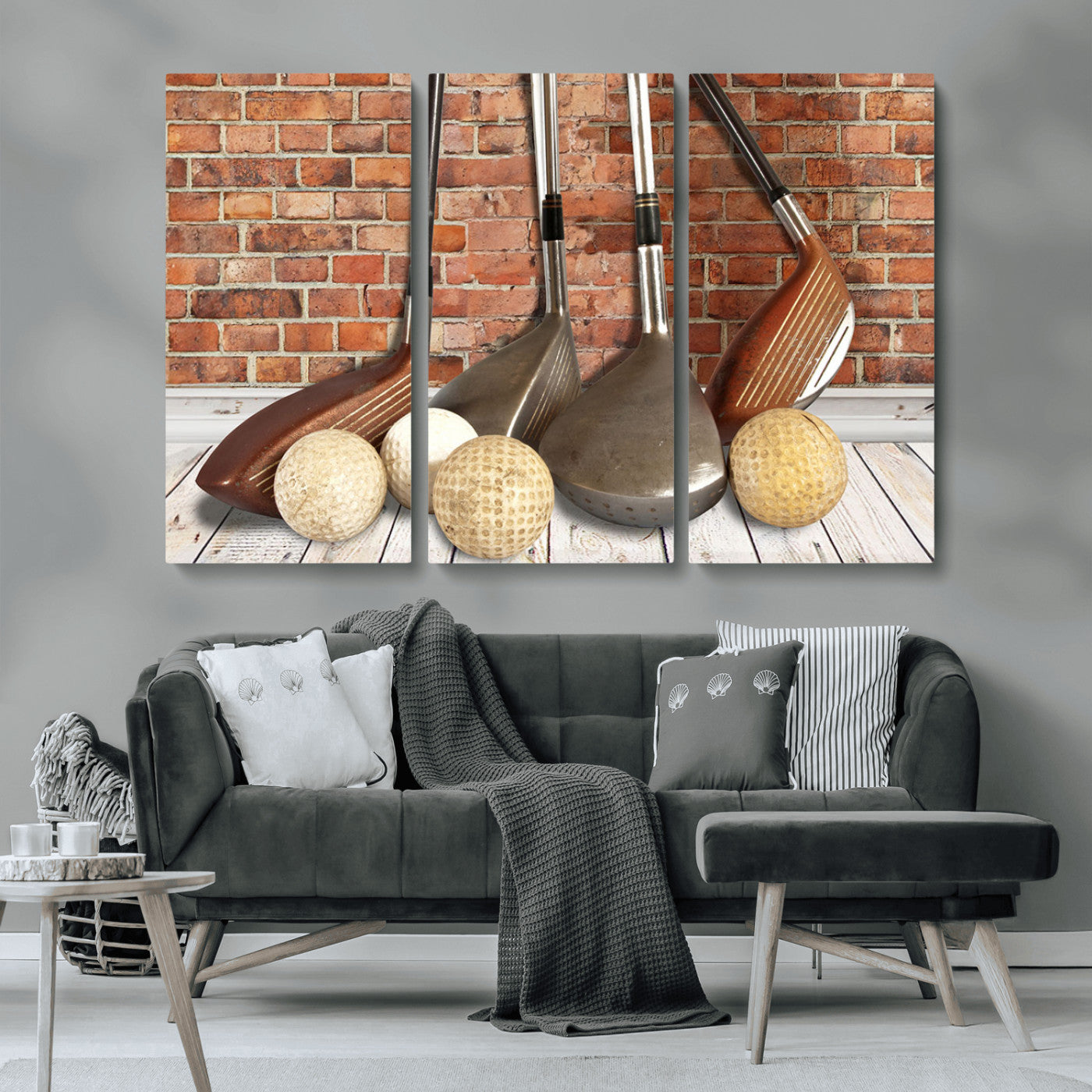 MGV-CV-48X32-3P - Vintage Golf Ball Wall Art Canvas Print | Golf Decor for Man Cave or Office | Ready to Hang and