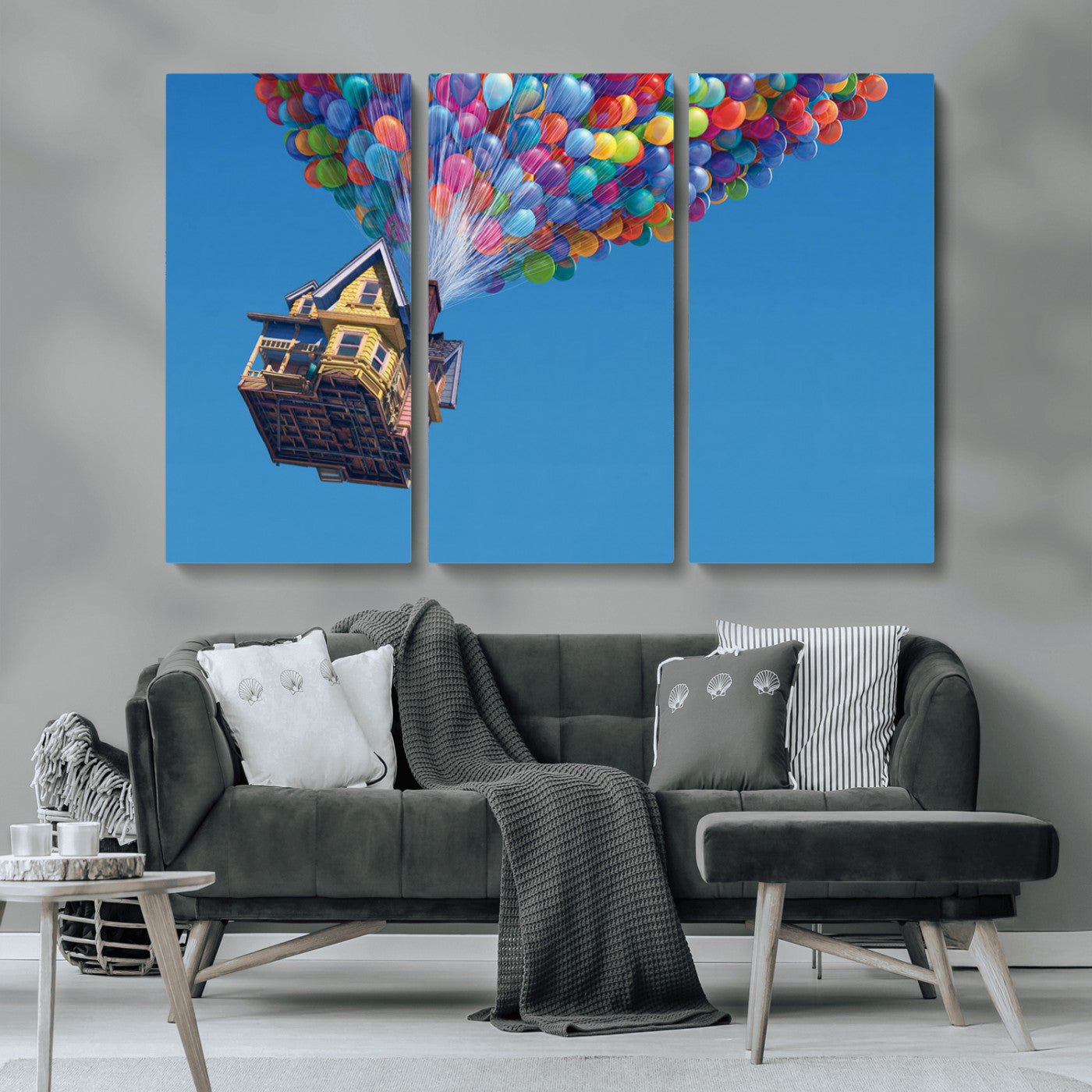 MGV-CV-48X32-3P - Carl Fredricksen, Up Movie Wall Art, Balloons Wall Art, Air Balloons for Kids Room Print