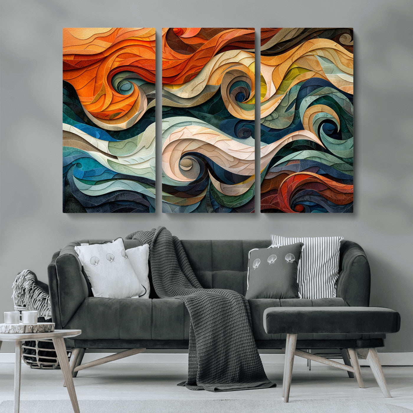 MGV-CV-48X32-3P - Abstract Wave Wall Art | Ready to Hang Framed Canvas Print | Vibrant Home Decor for Modern Spaces