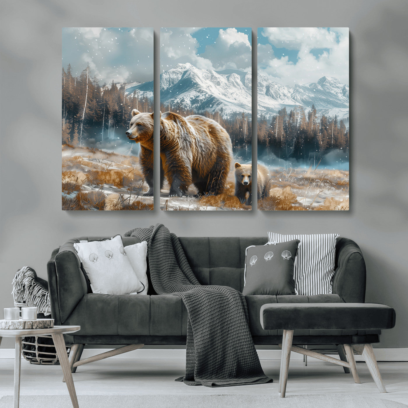 MGV-CV-48X32-3P - Bear and Baby Bear Wall Art Canvas Print
