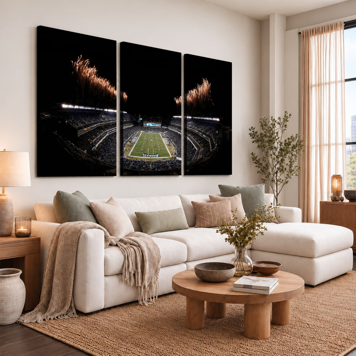 89680-MGV-CV-36X24 - Eagles Field Stadium Wall Art, Philadelphia Eagles Football, Framed and Ready to Hang