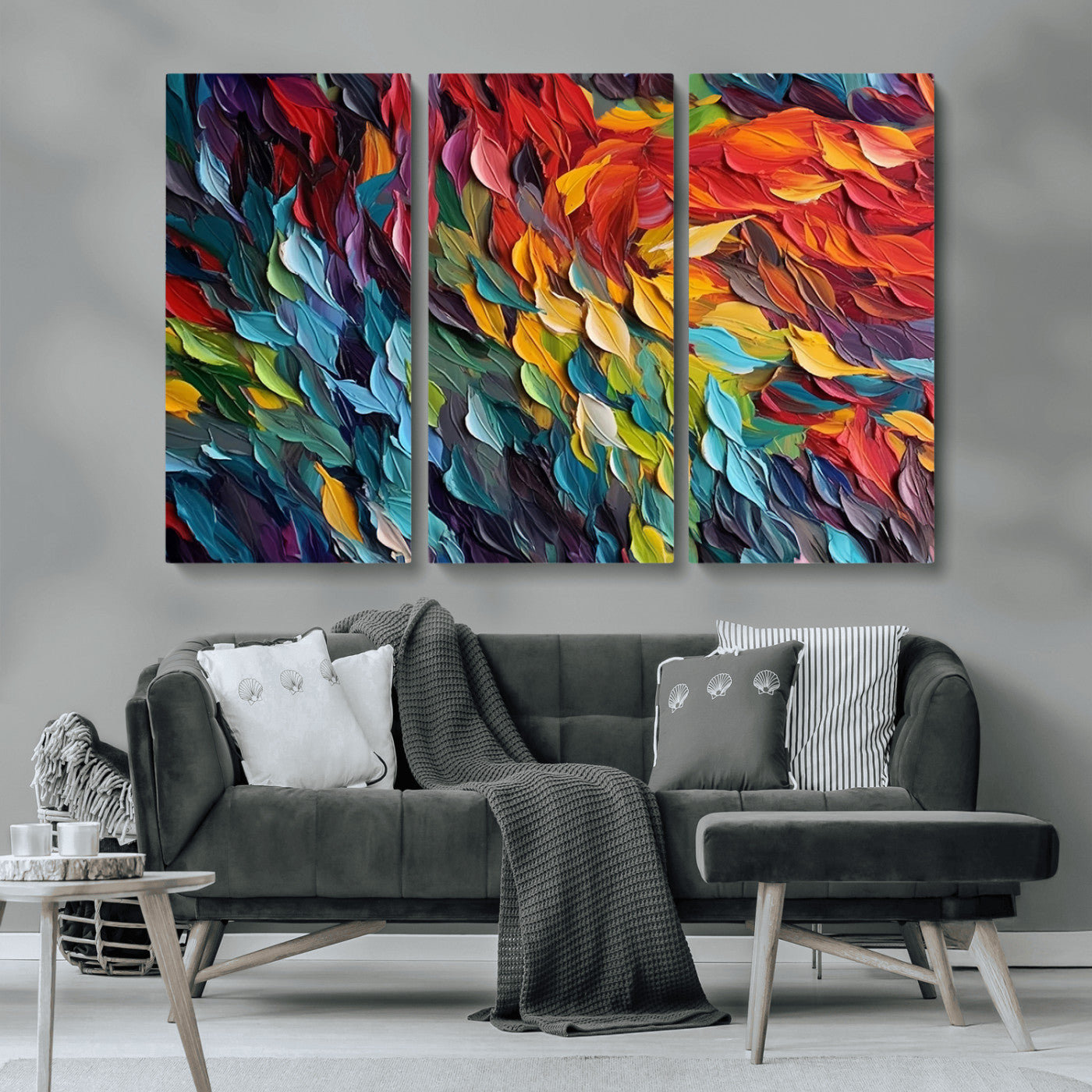 -Vibrant Abstract Leaf Wall Art Canvas Print | Bold Colorful Canvas for Living Room or Office | Ready