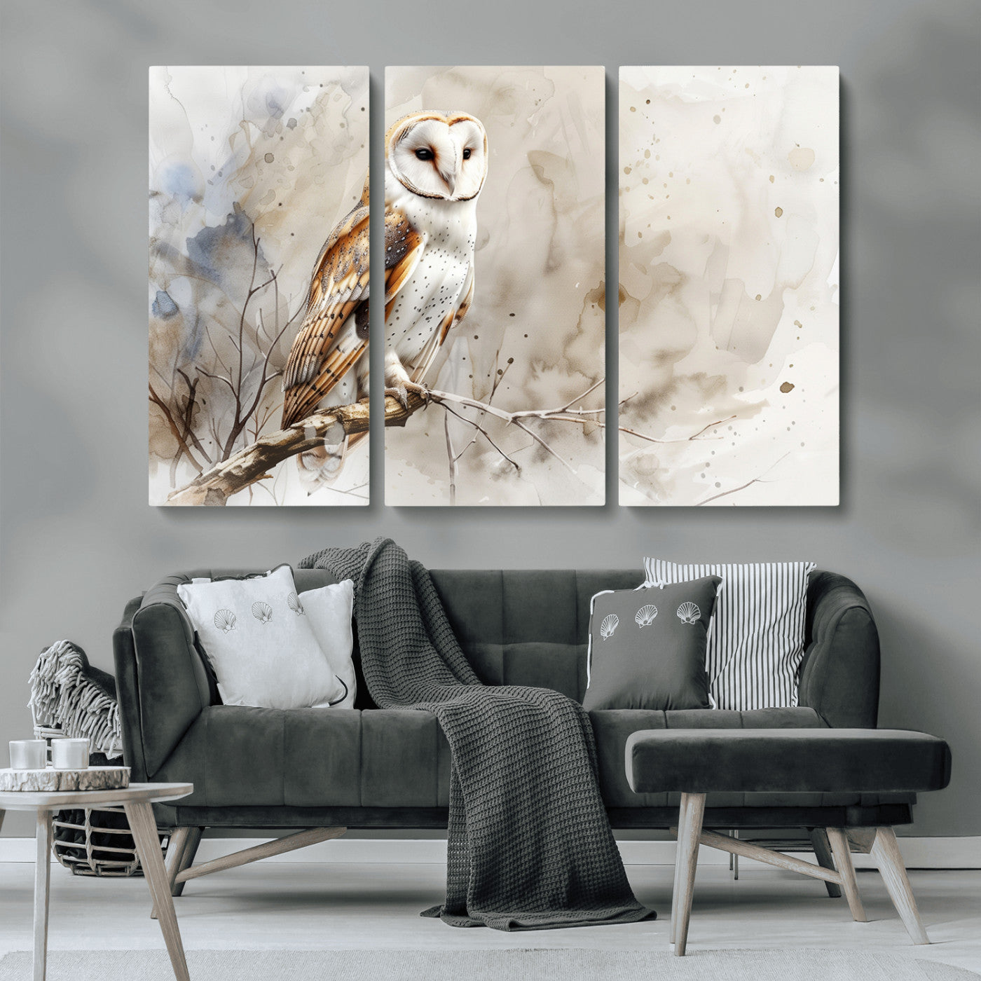 MGV-CV-48X32-3P - Barn Owl Wall Art | Watercolor Canvas Print | Perfect for Farmhouse Wall Decor | Ready to Hang