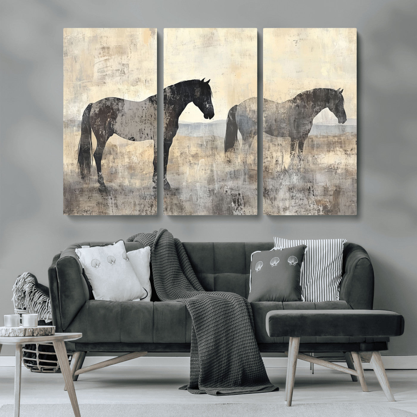 MGV-CV-48X32-3P - Vintage Horses Wall Art Canvas Print