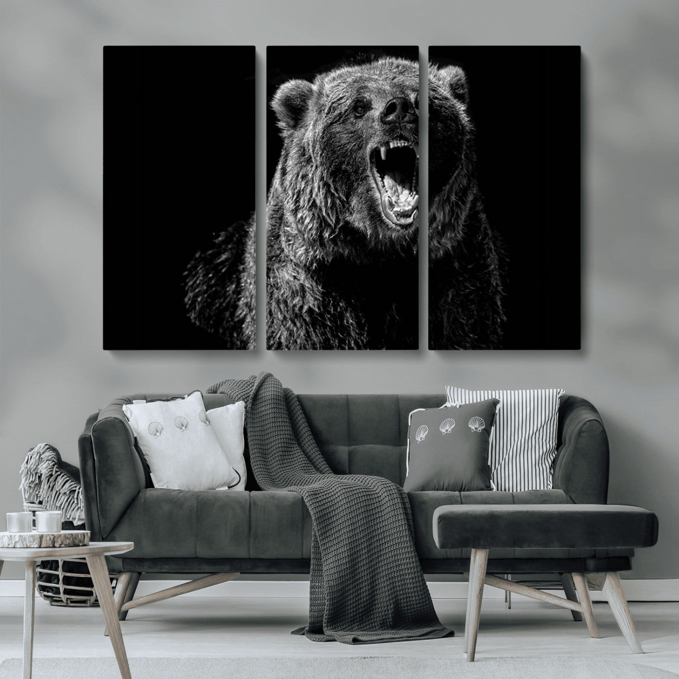 MGV-CV-48X32-3P - Bear Canvas Print | Wildlife Wall Art for Cabin Decor | Ready to Hang Framed