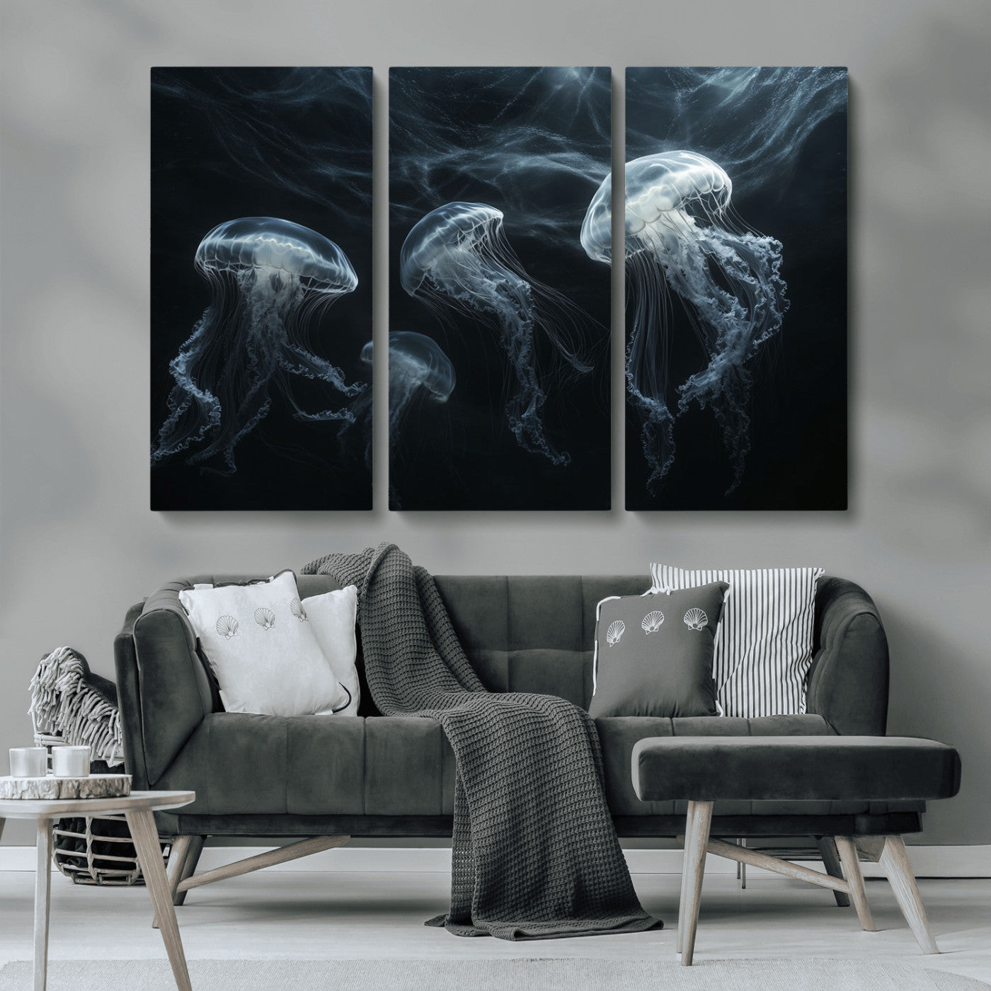 MGV-CV-48X32-3P - Jellyfish Wall Art Canvas Print, Elegant Wall Decor