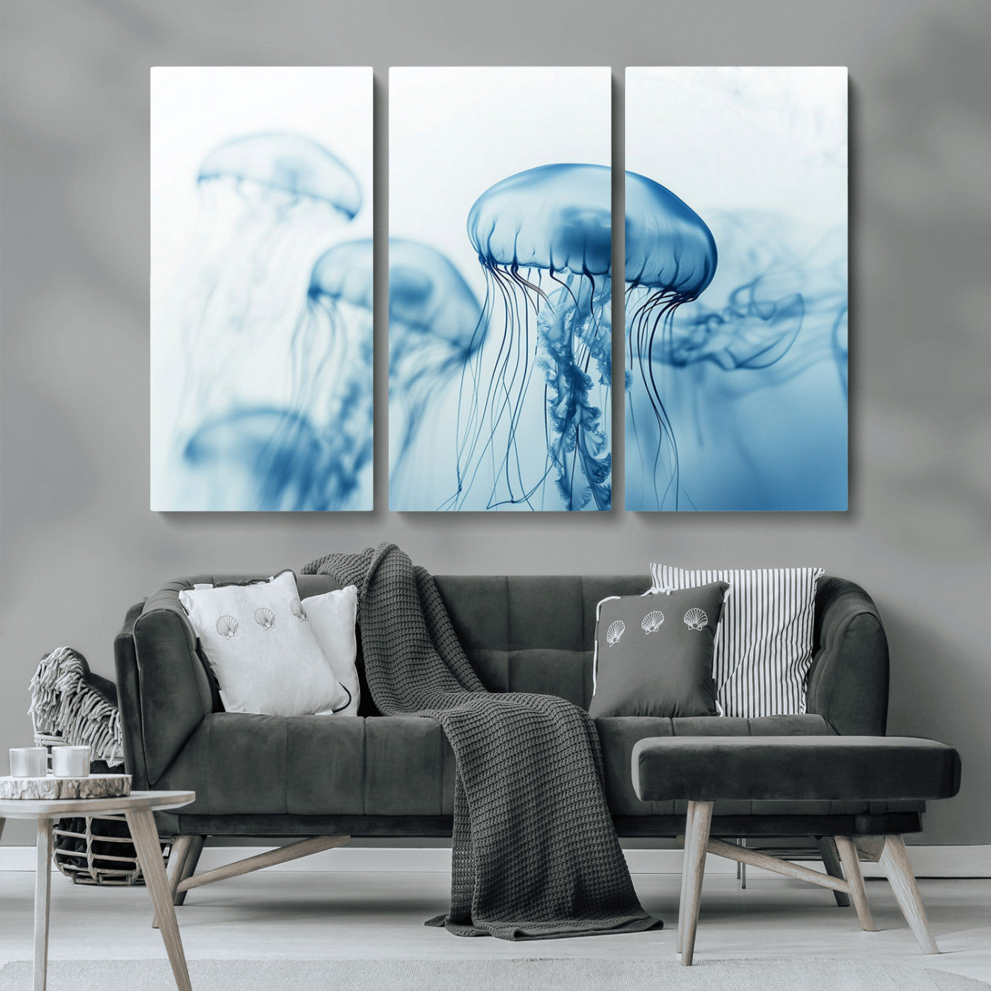 MGV-CV-48X32-3P - Blue Jellyfish Wall Art Canvas Print