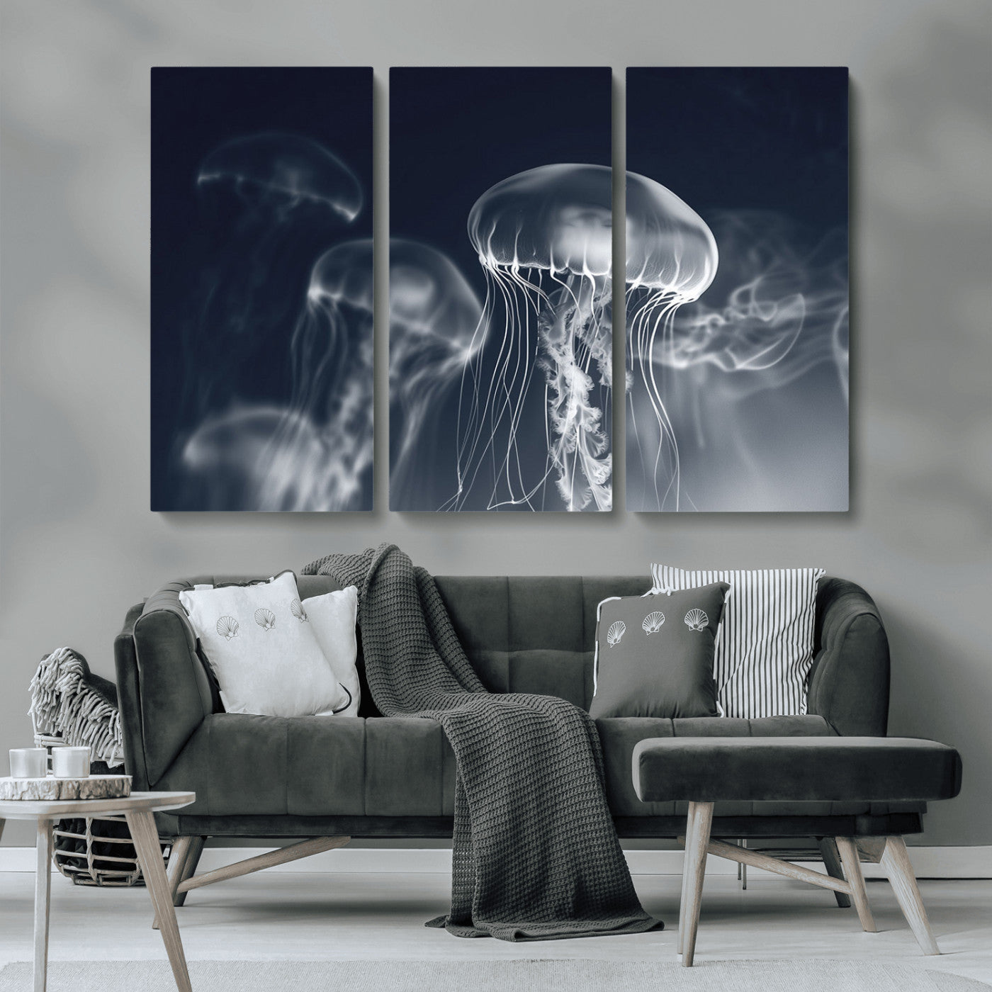 MGV-CV-48X32-3P - Jellyfish Wall Art Canvas Print, Modern Abstract Jellyfish Wall Decor